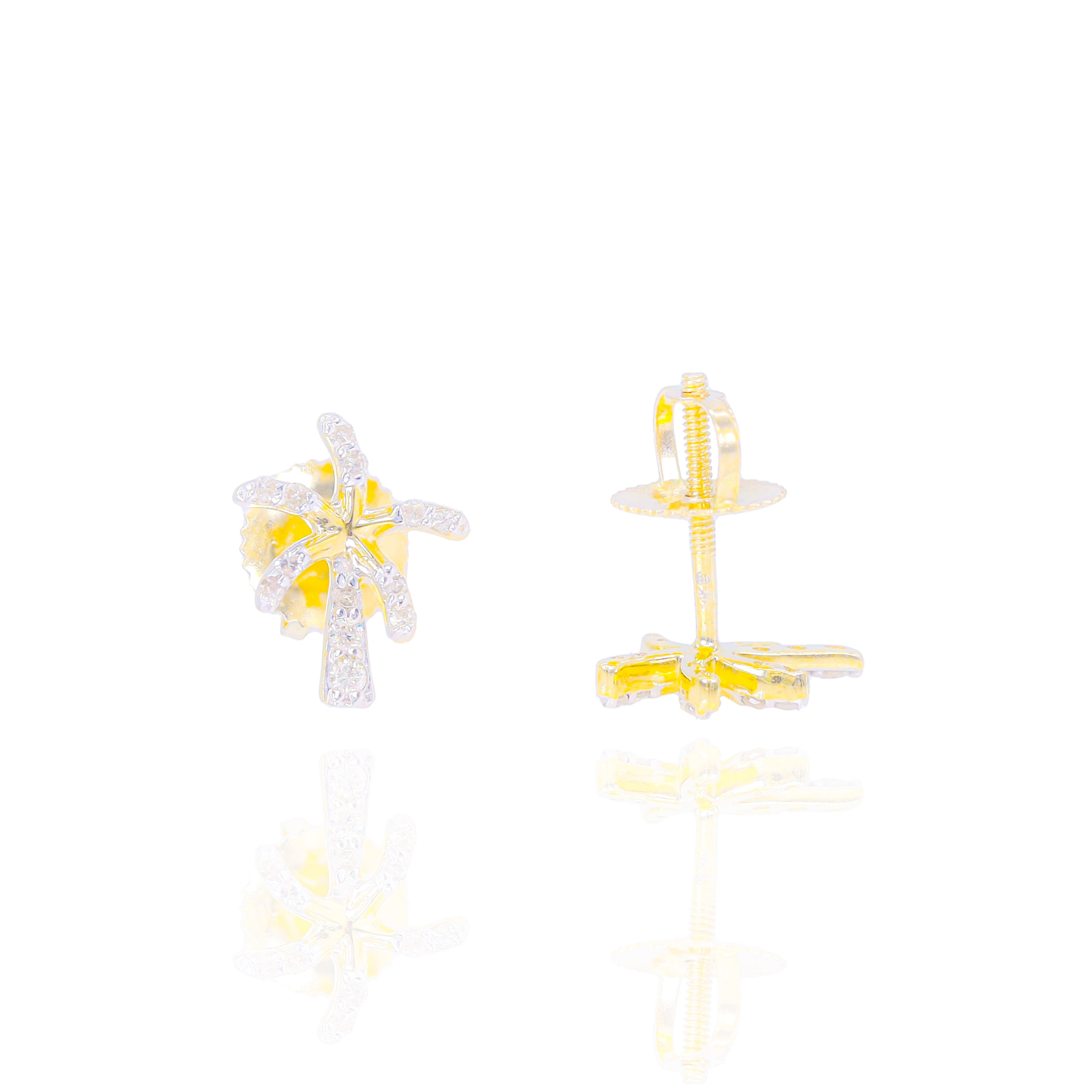 Palm Tree Shaped Diamond Earrings