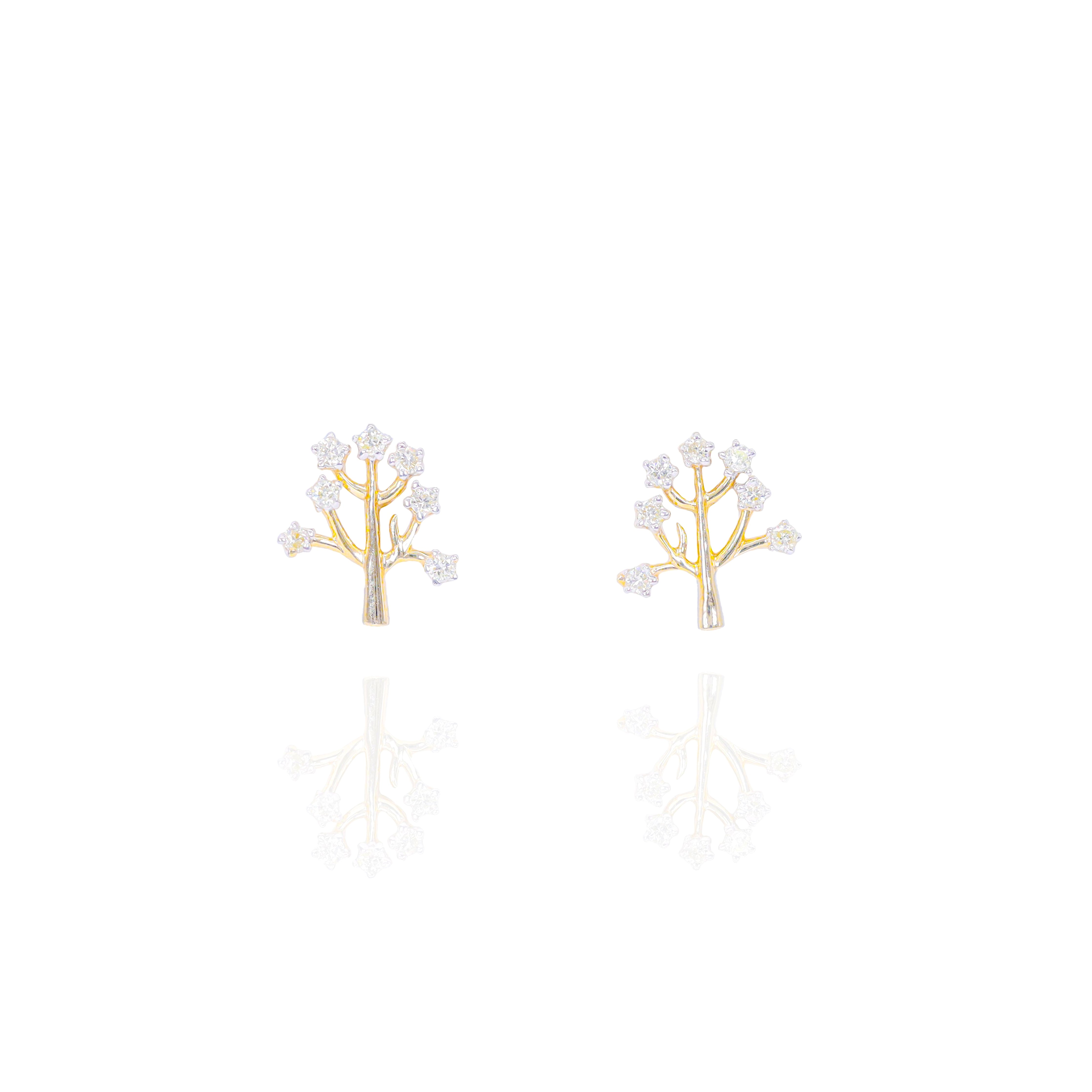 Gold Olive Branch Diamond Earrings