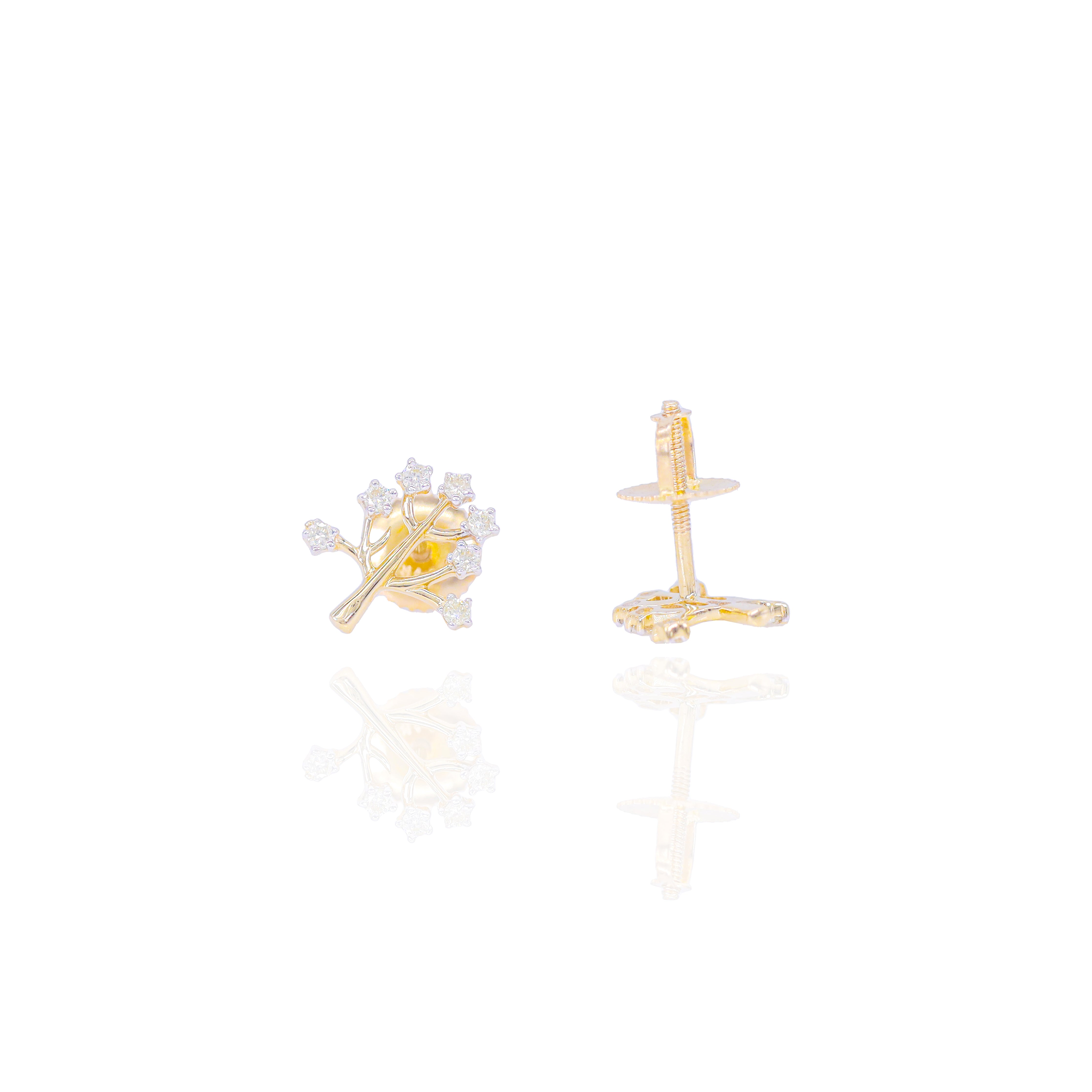 Gold Olive Branch Diamond Earrings