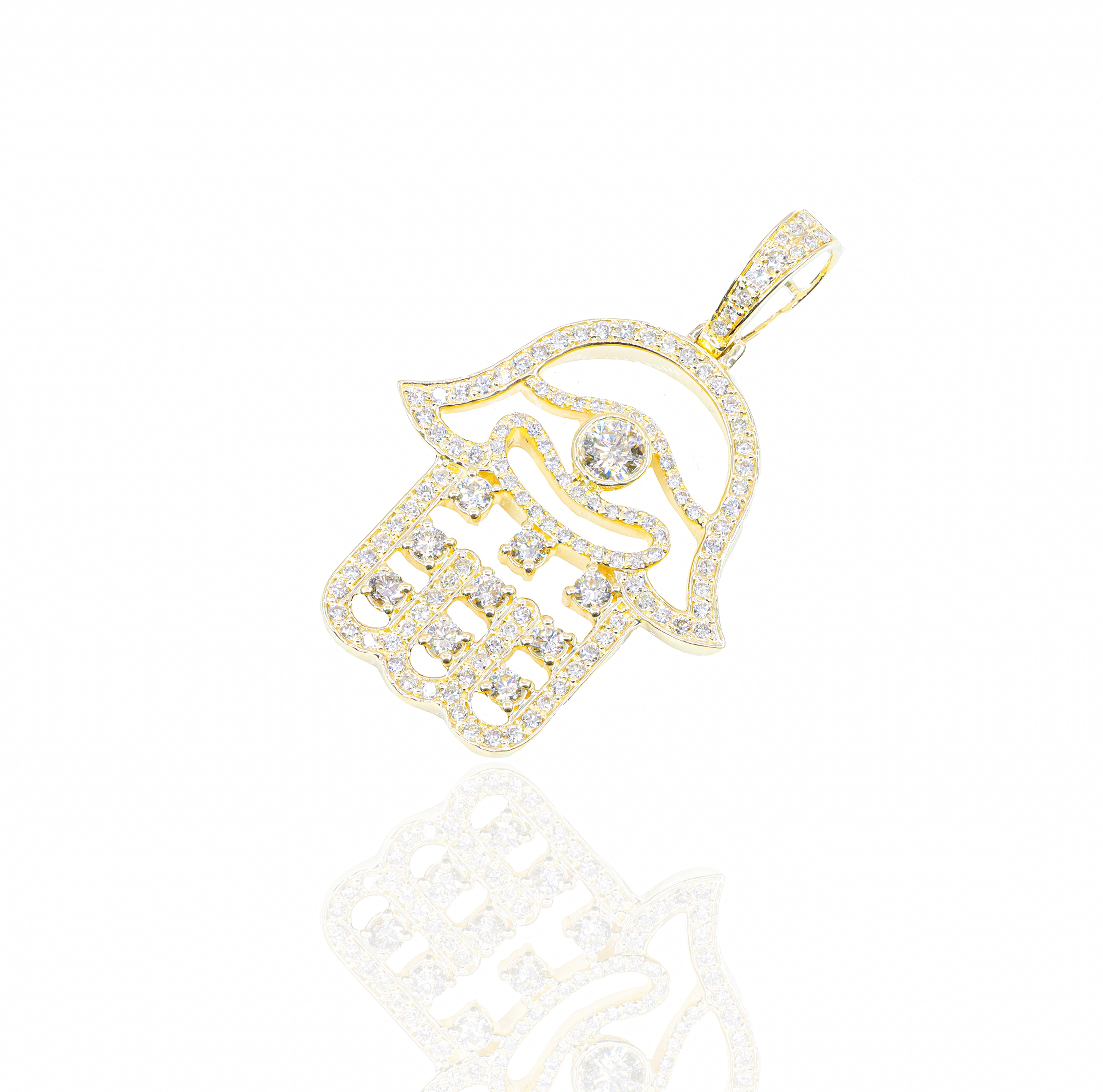 Diamond Hamza Hand Pendant with Diamond Eye