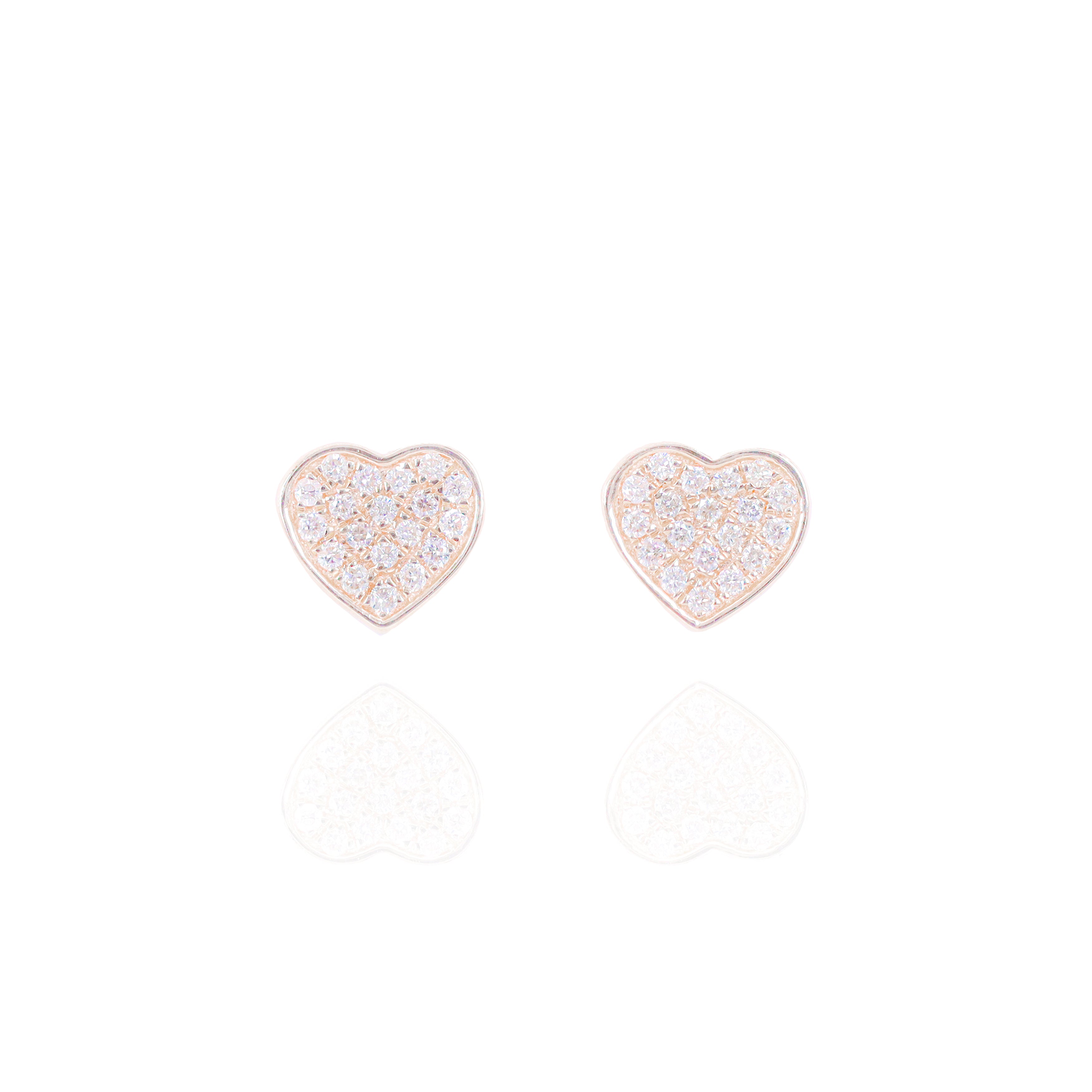 Round Diamond Heart Diamond Earrings