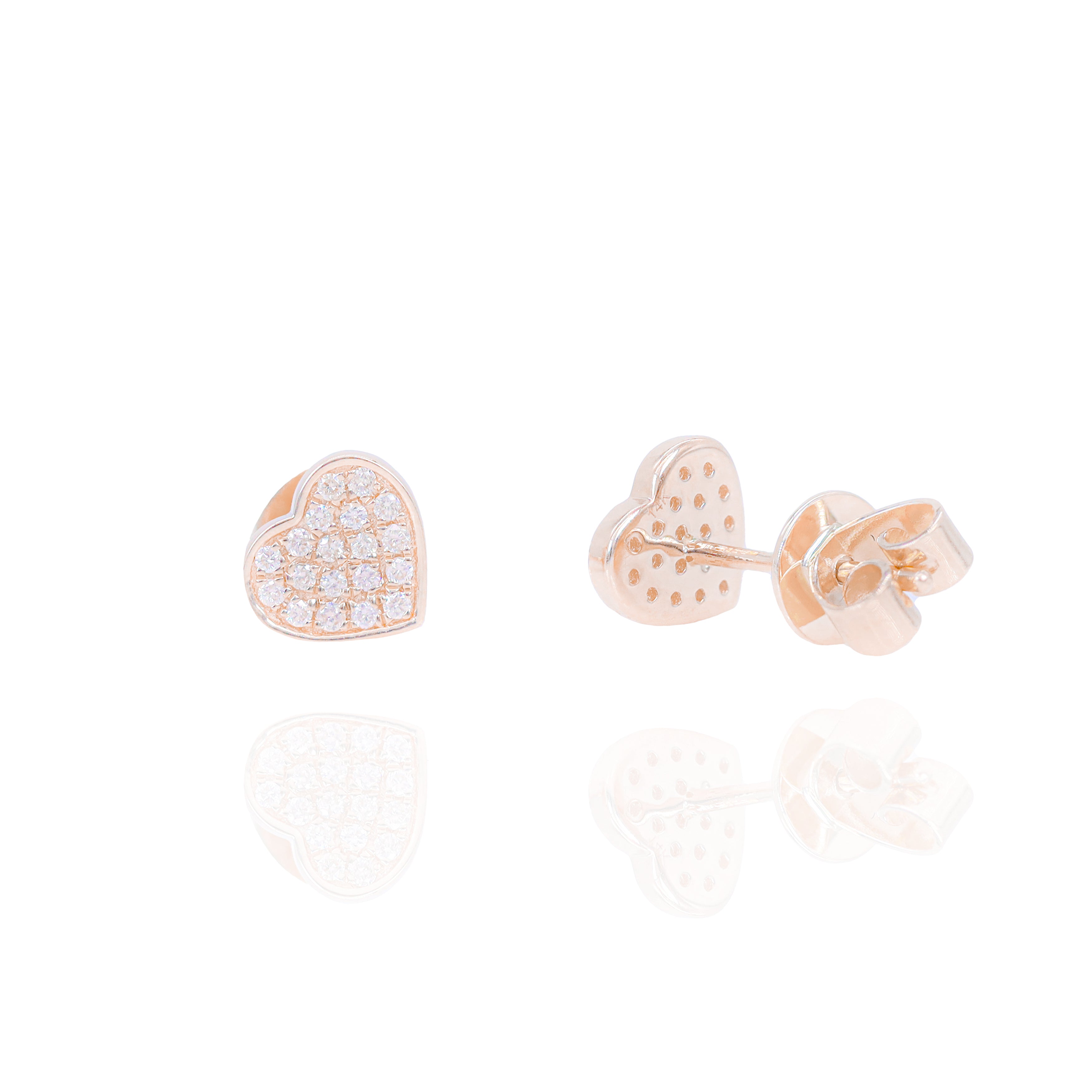Round Diamond Heart Diamond Earrings