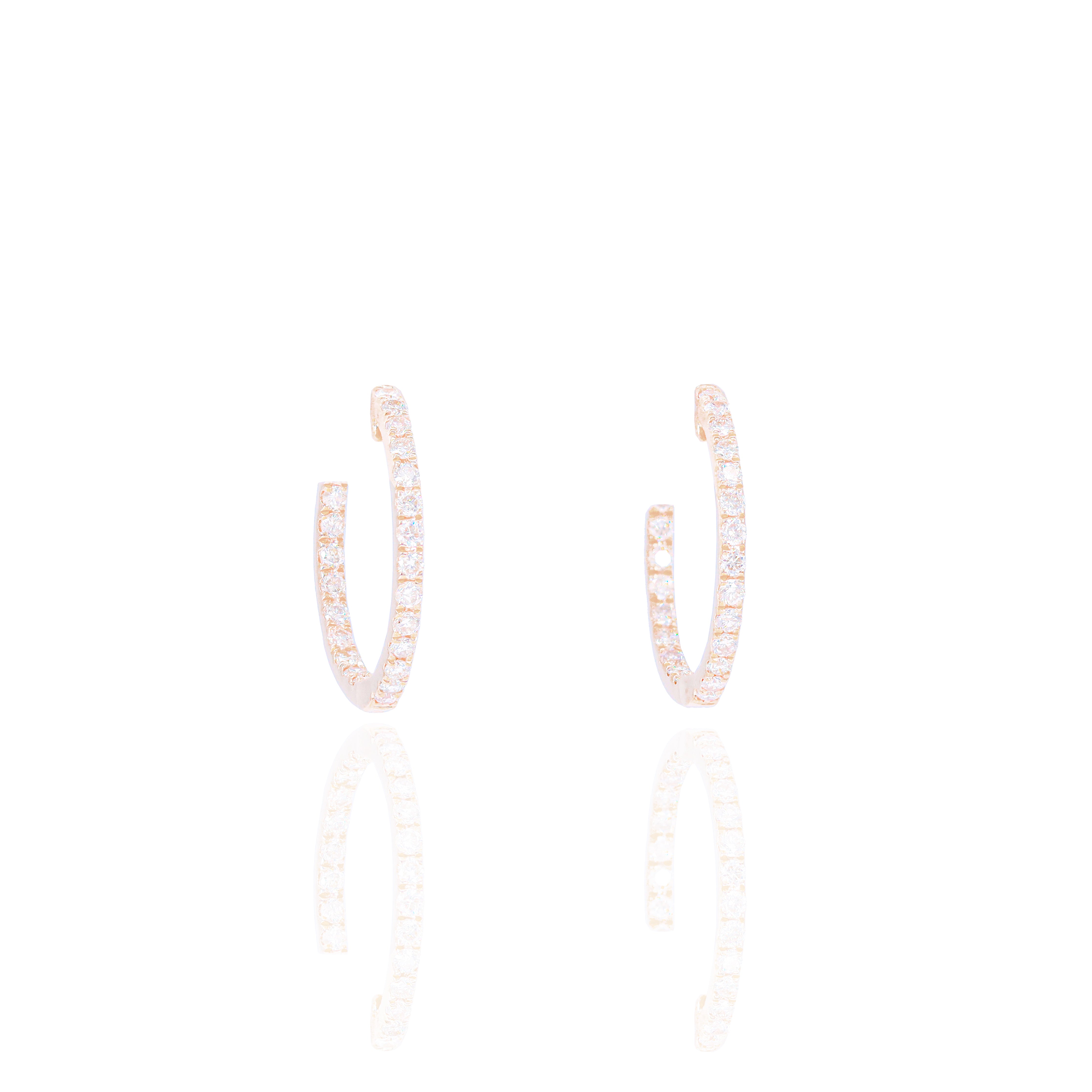 Small Inside and Out Diamond Hoops Earrings