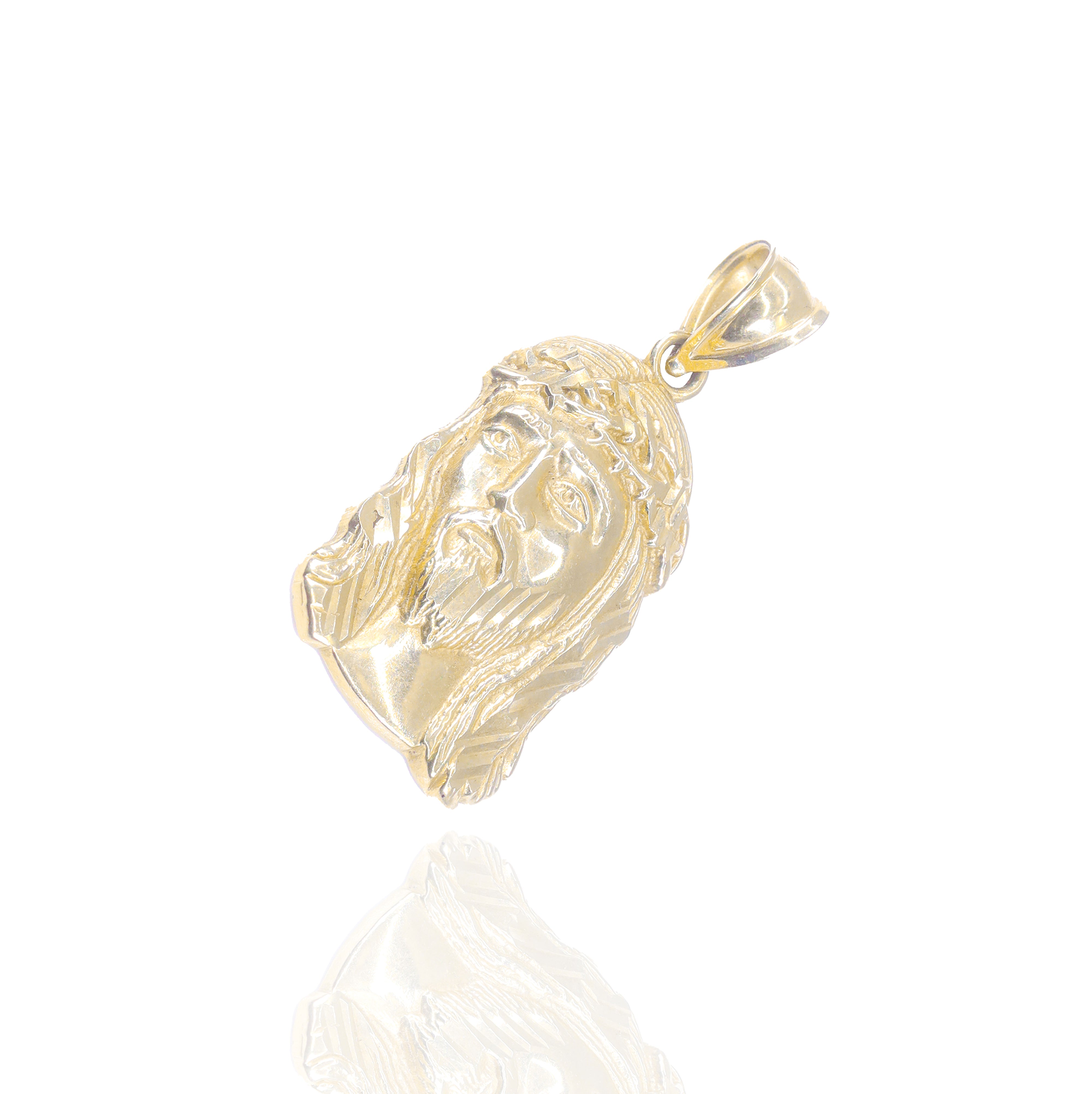 Solid Gold Jesus Head Pendant