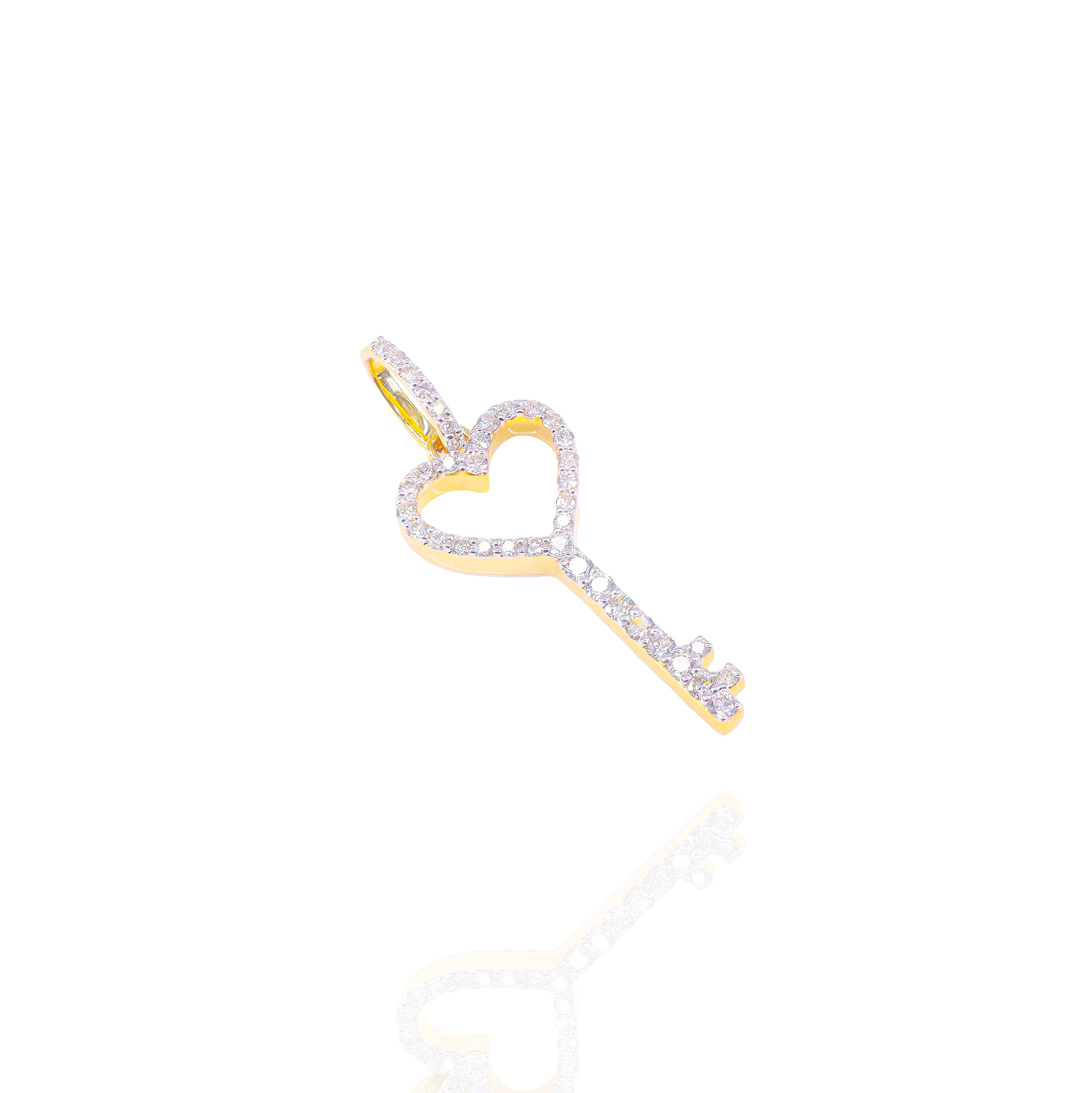 Heart Shaped Key Diamond Pendant