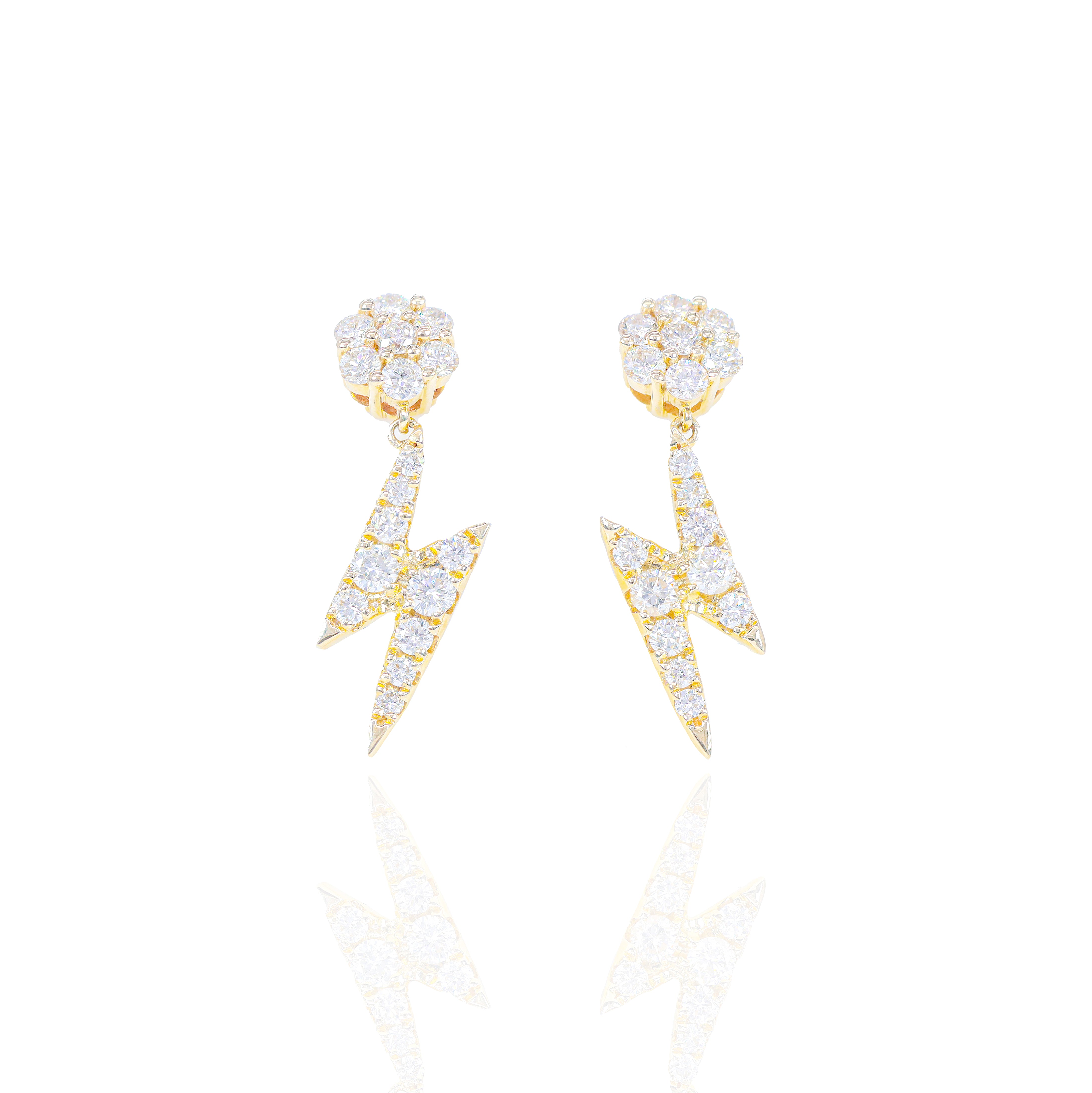 Lightning Bolt Flower Diamond Earrings