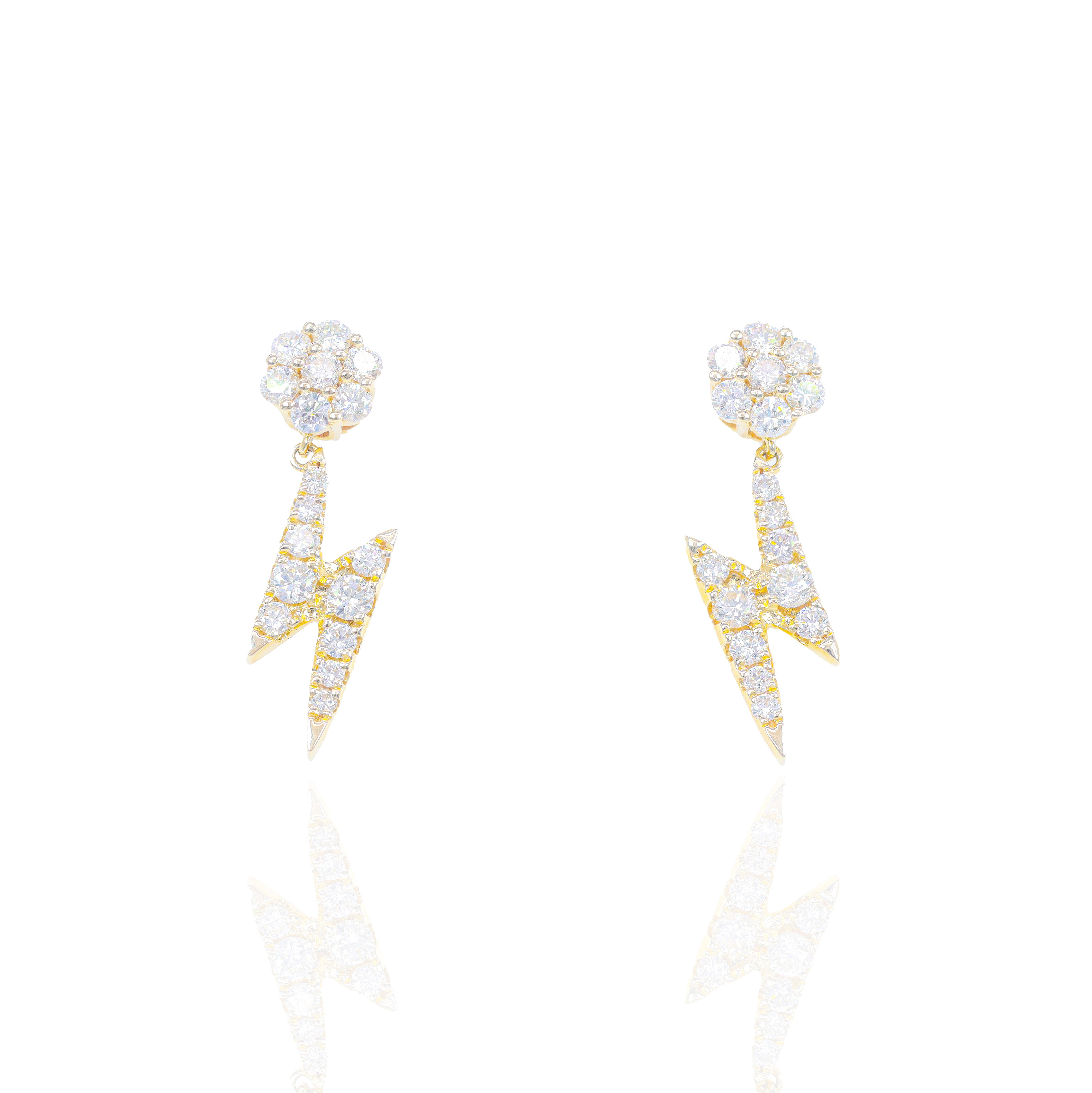 Lightning Bolt Flower Diamond Earrings