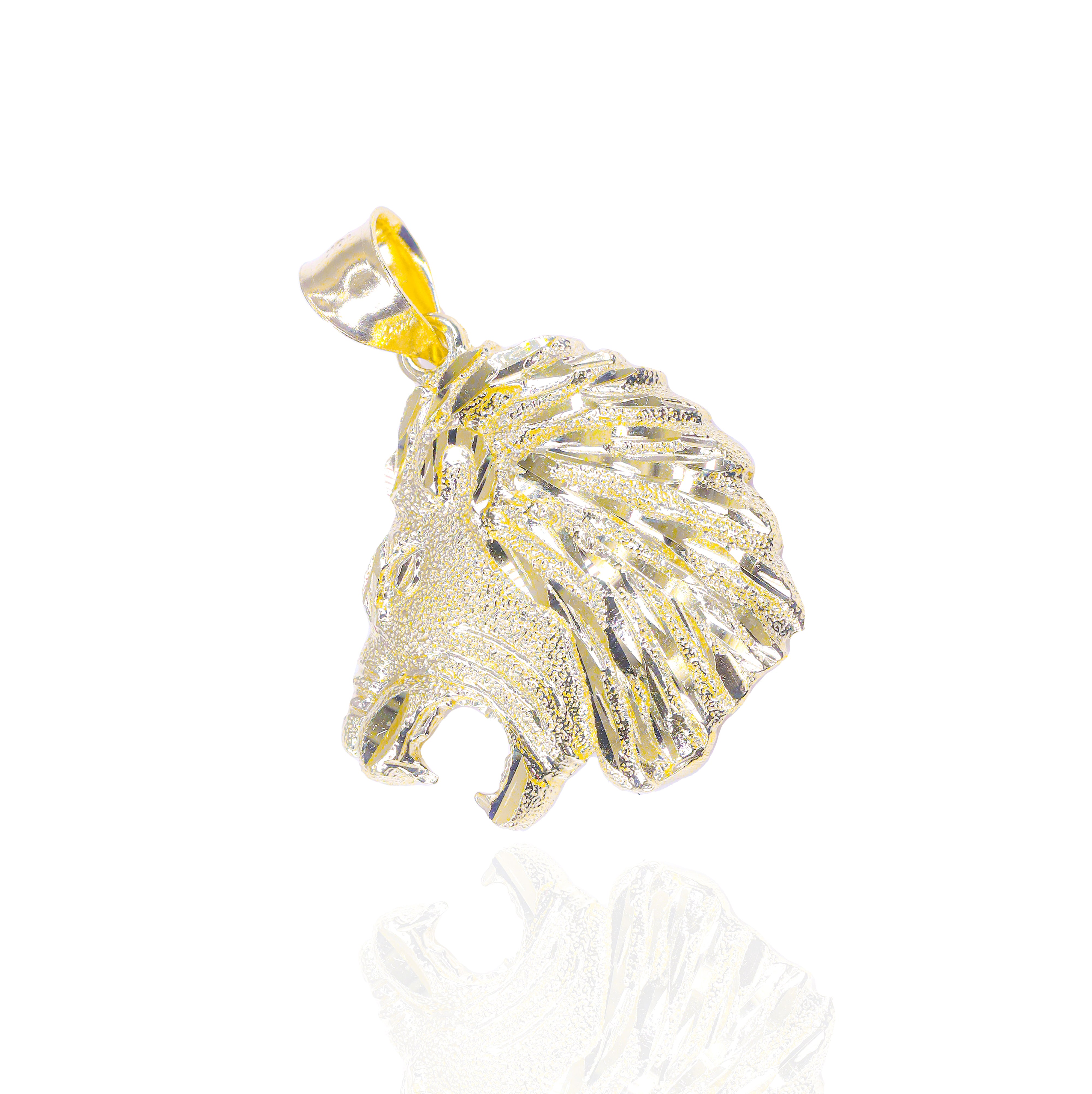 Side Profile Solid Gold Lion Head Pendant