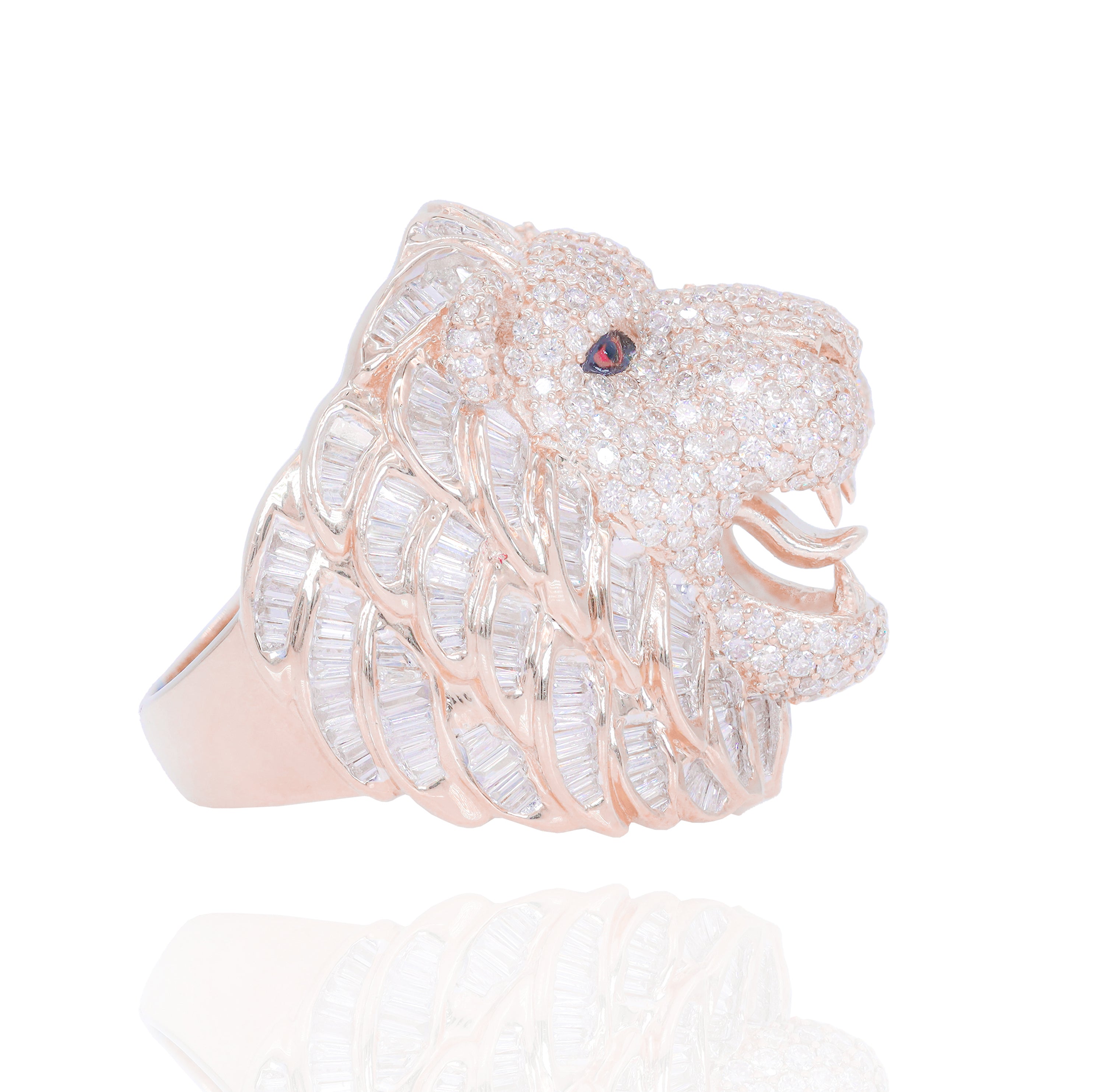3D King Lion Diamond Ring