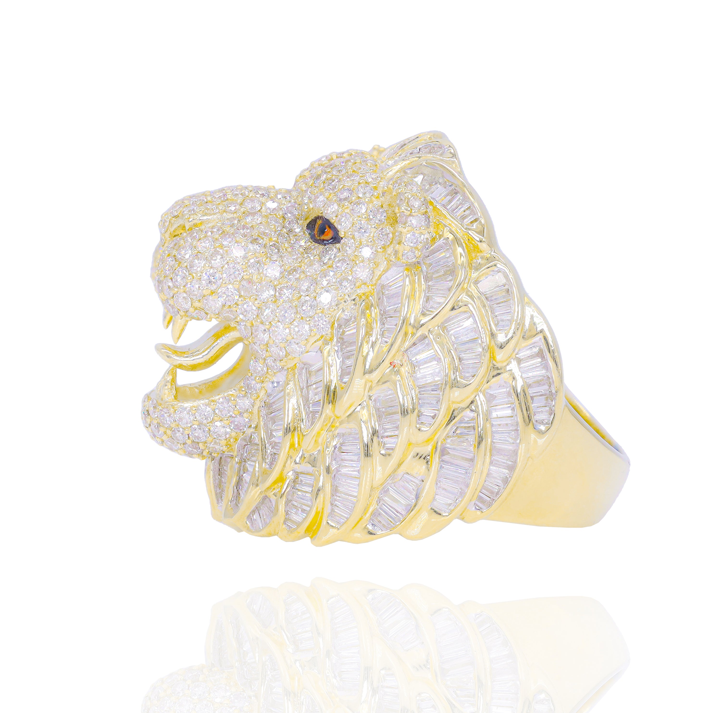 3D King Lion Diamond Ring