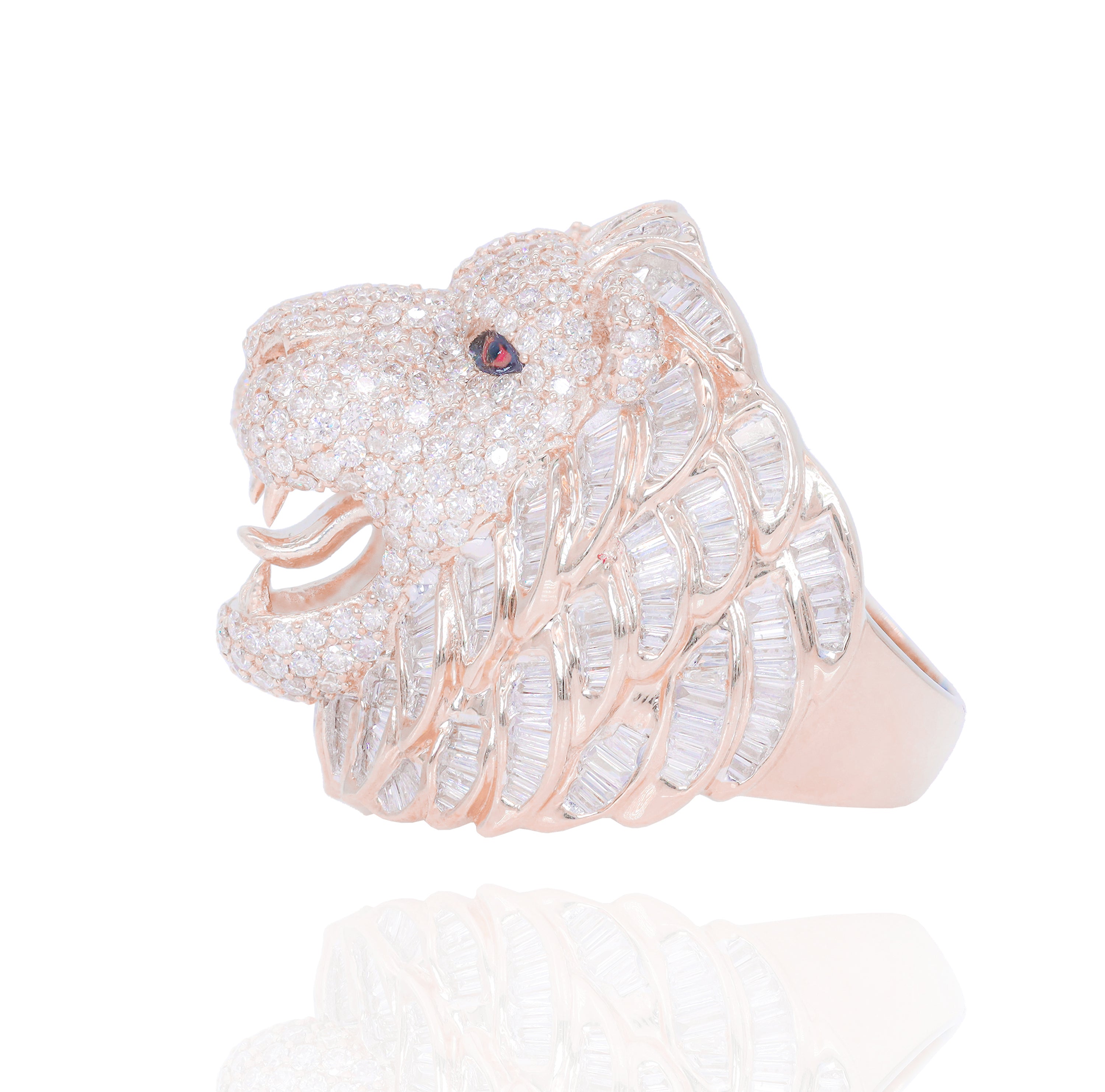 3D King Lion Diamond Ring