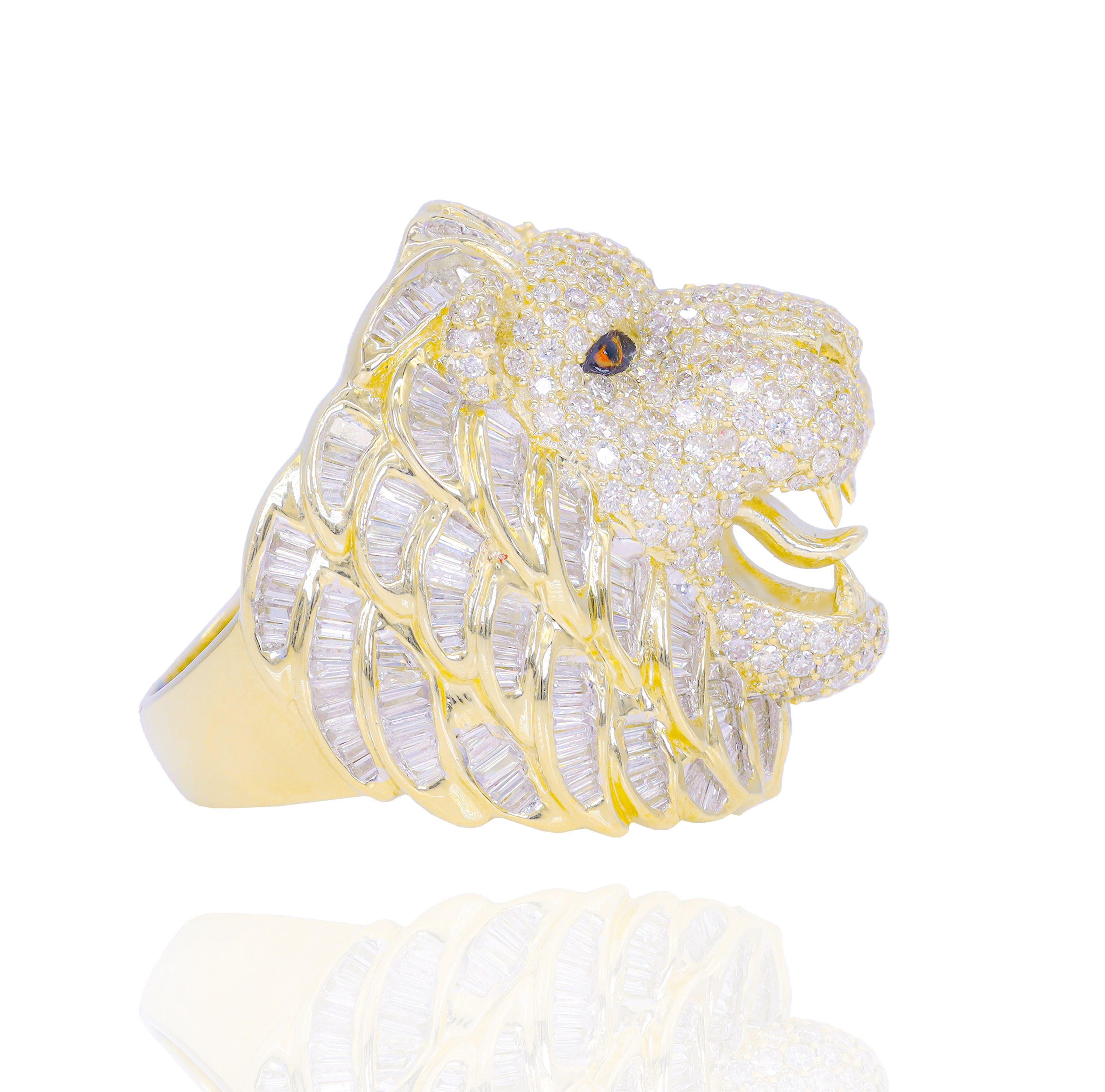 3D King Lion Diamond Ring