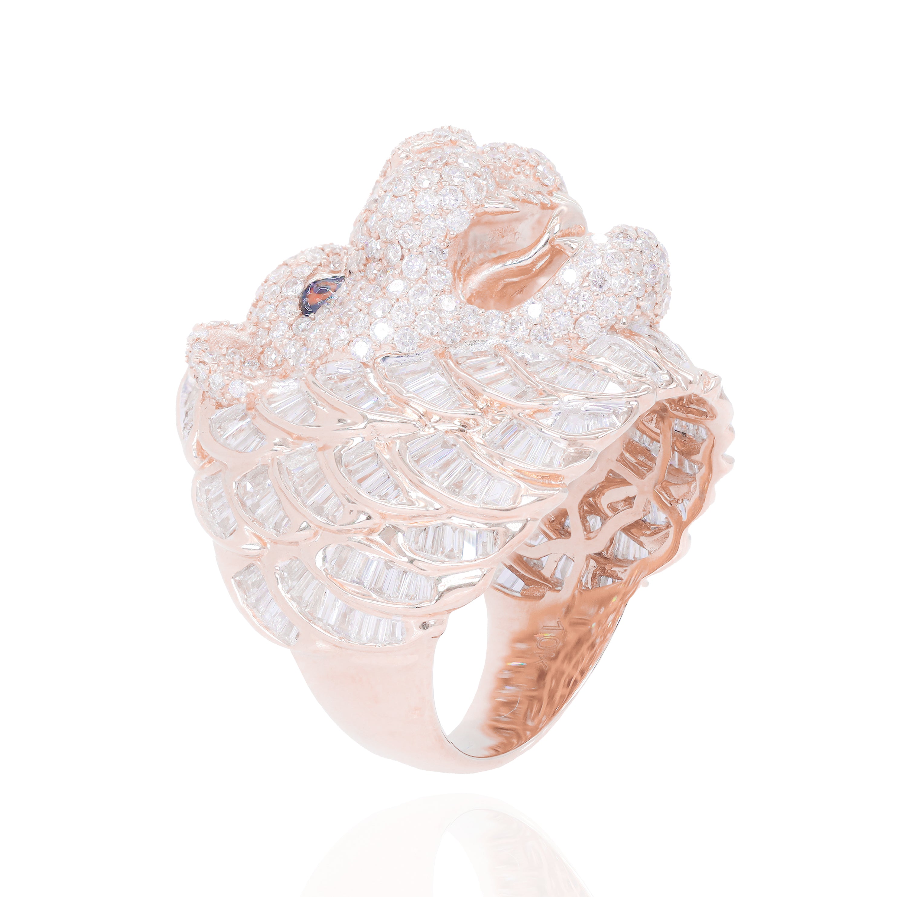 3D King Lion Diamond Ring