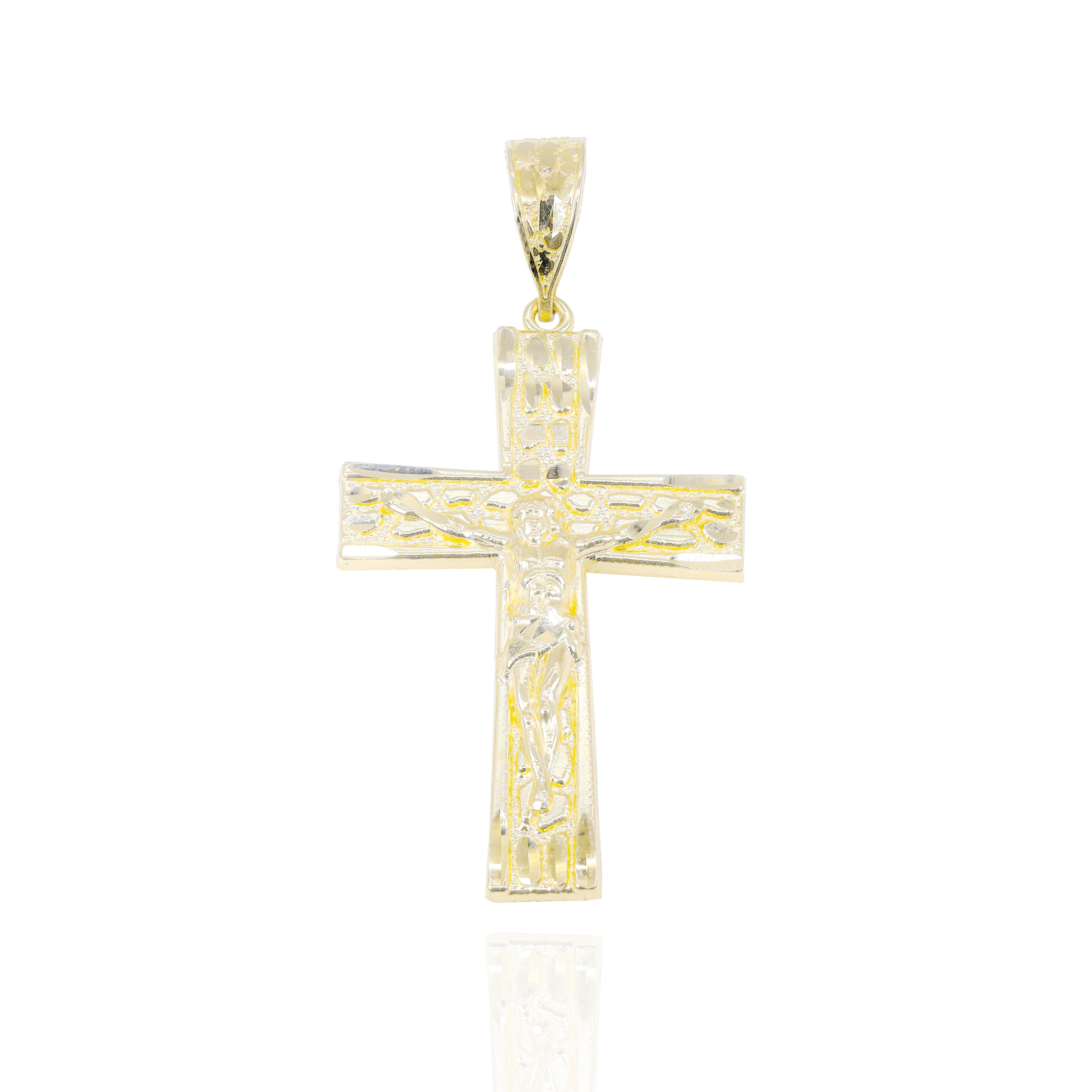Nugget Gold Cross with Jesus