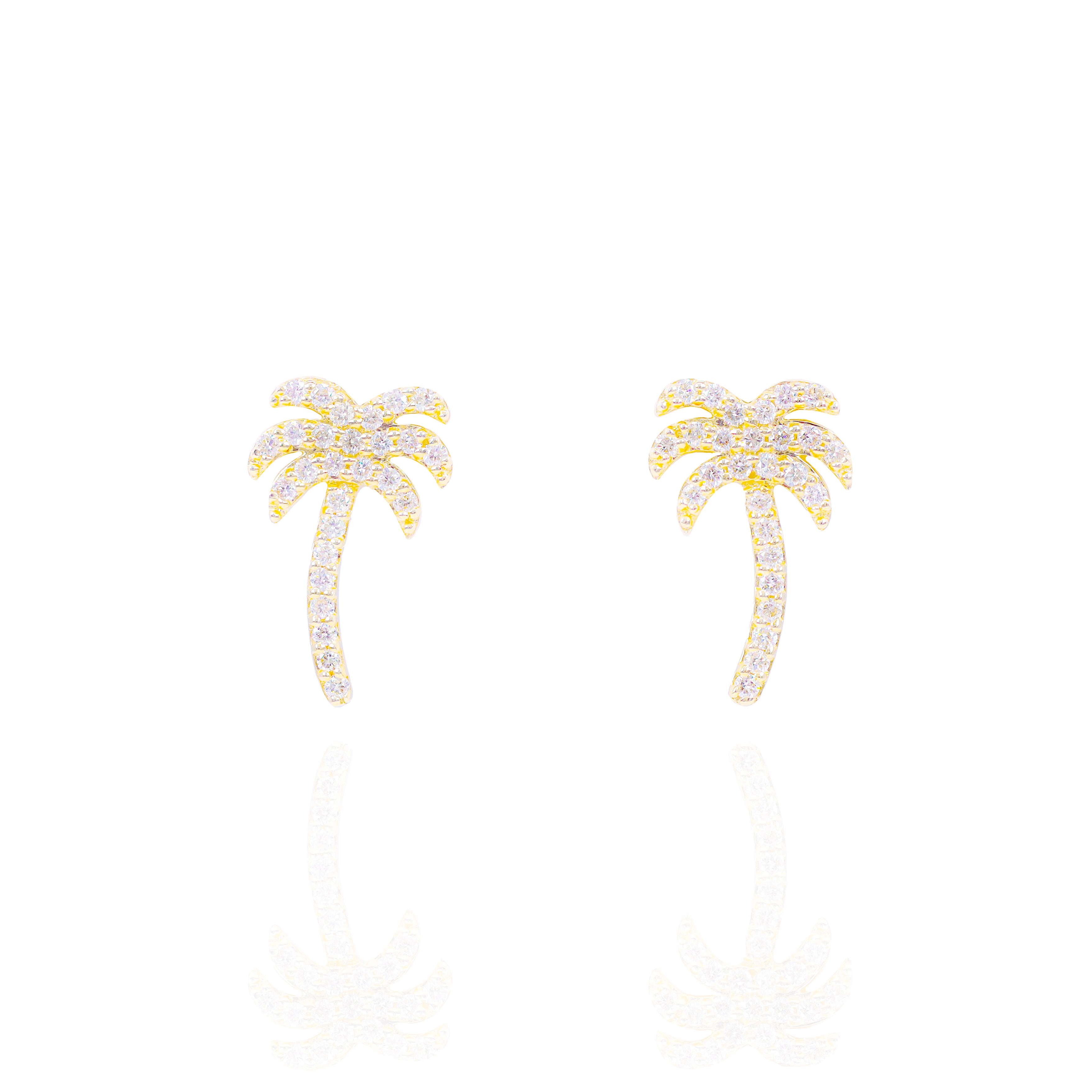 Palm Tree Round Diamond Earrings