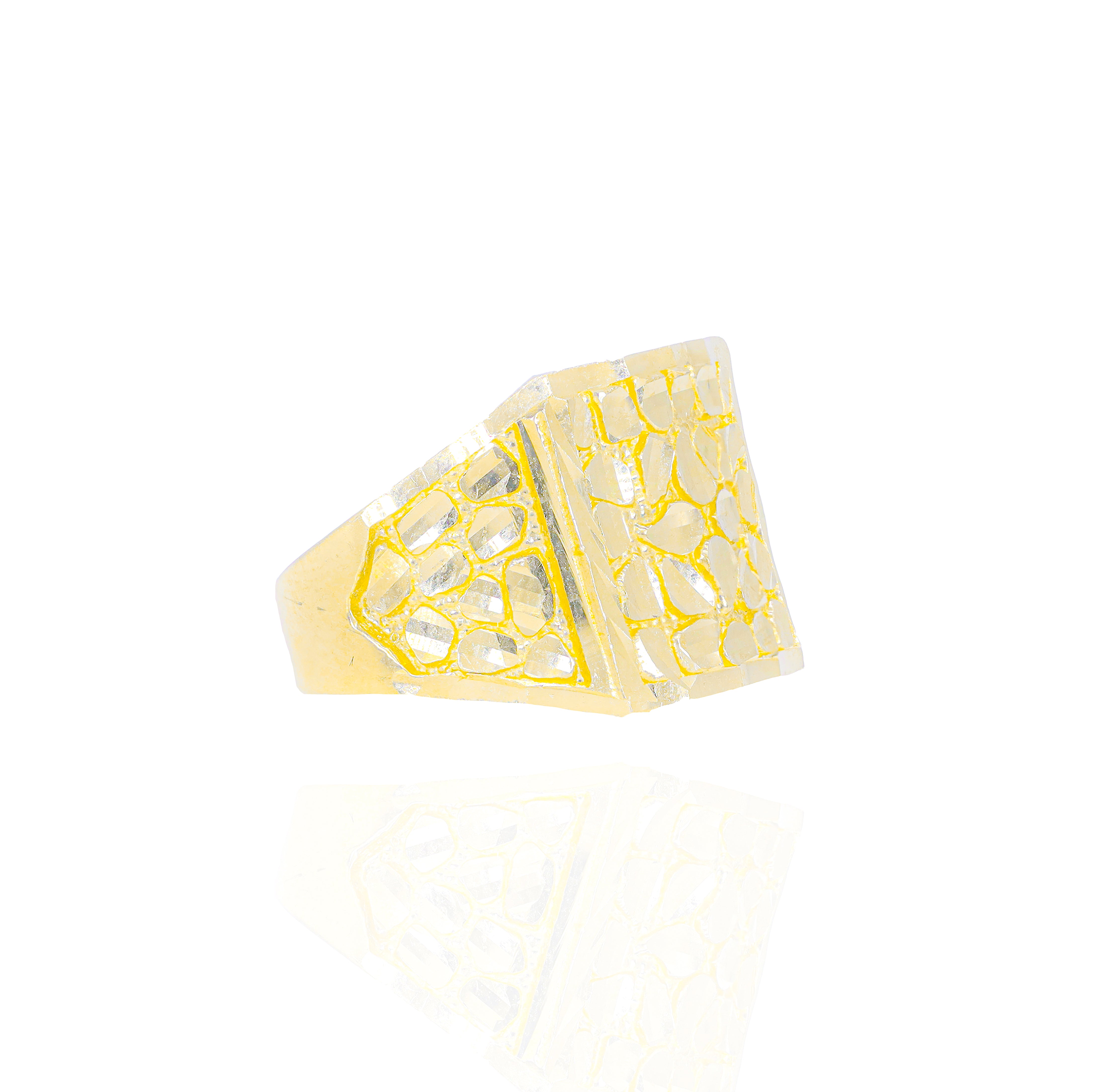 Square Nugget Gold Ring
