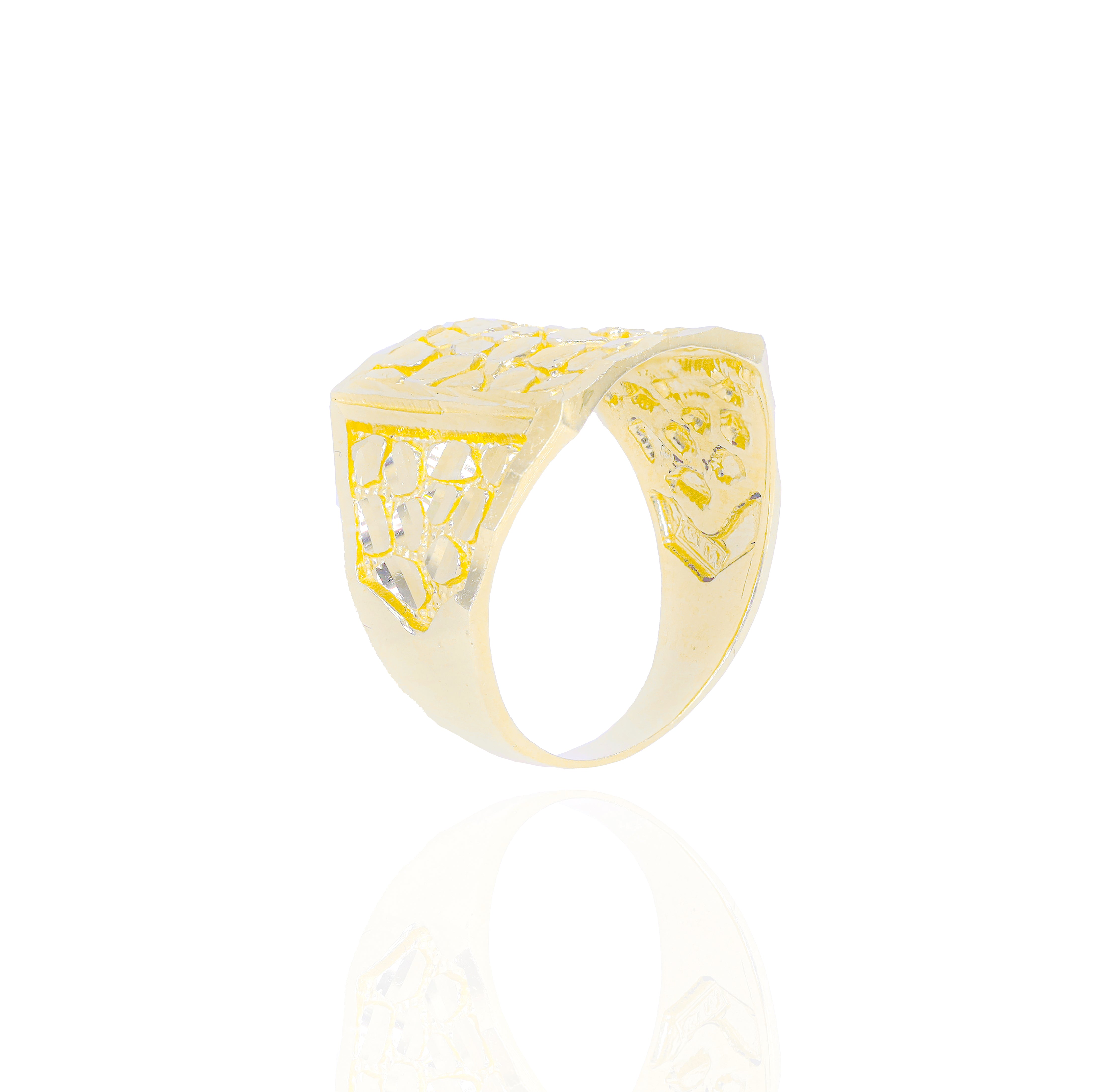 Square Nugget Gold Ring