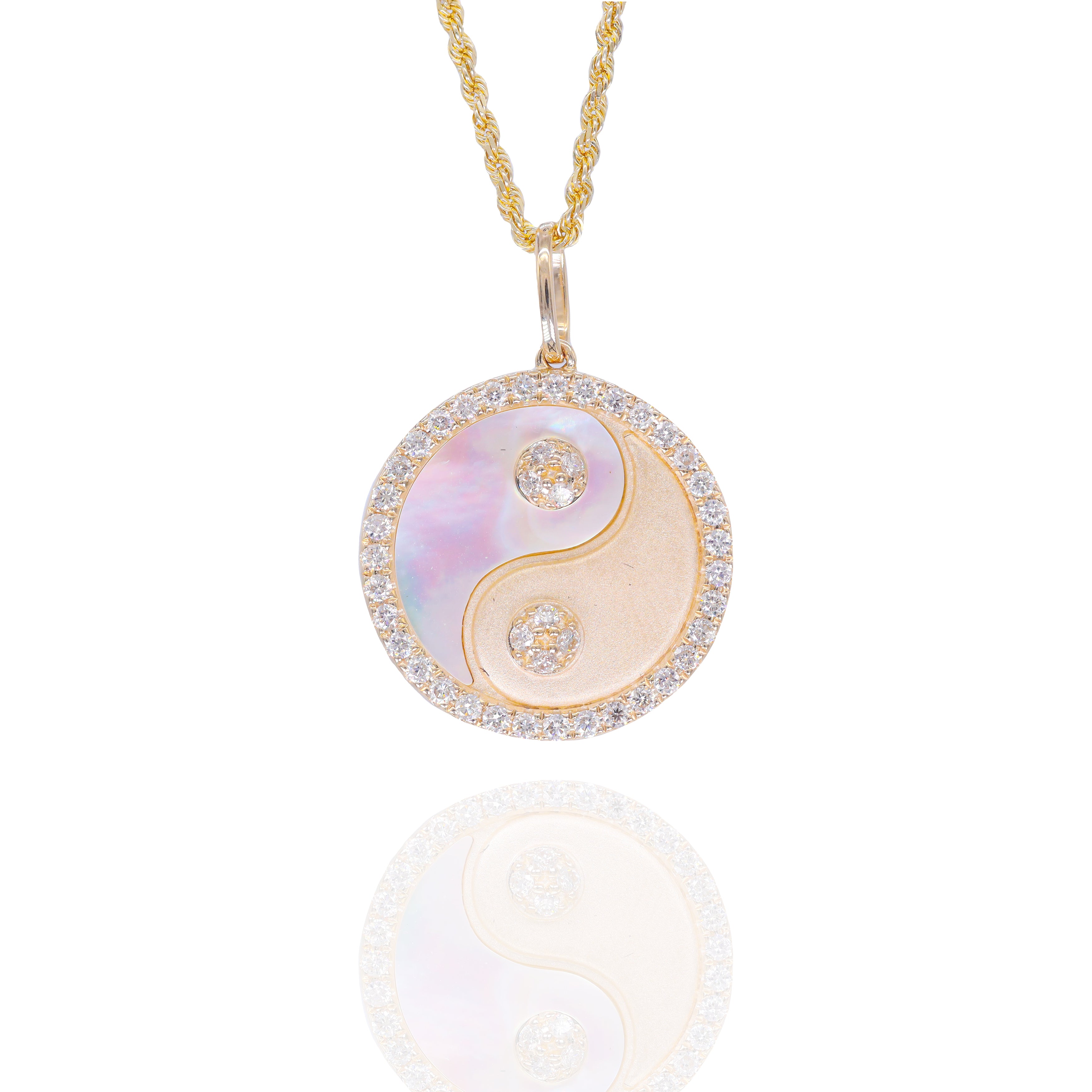 Yin-Yang Medallion Diamond Pendant with Mother of Pearl