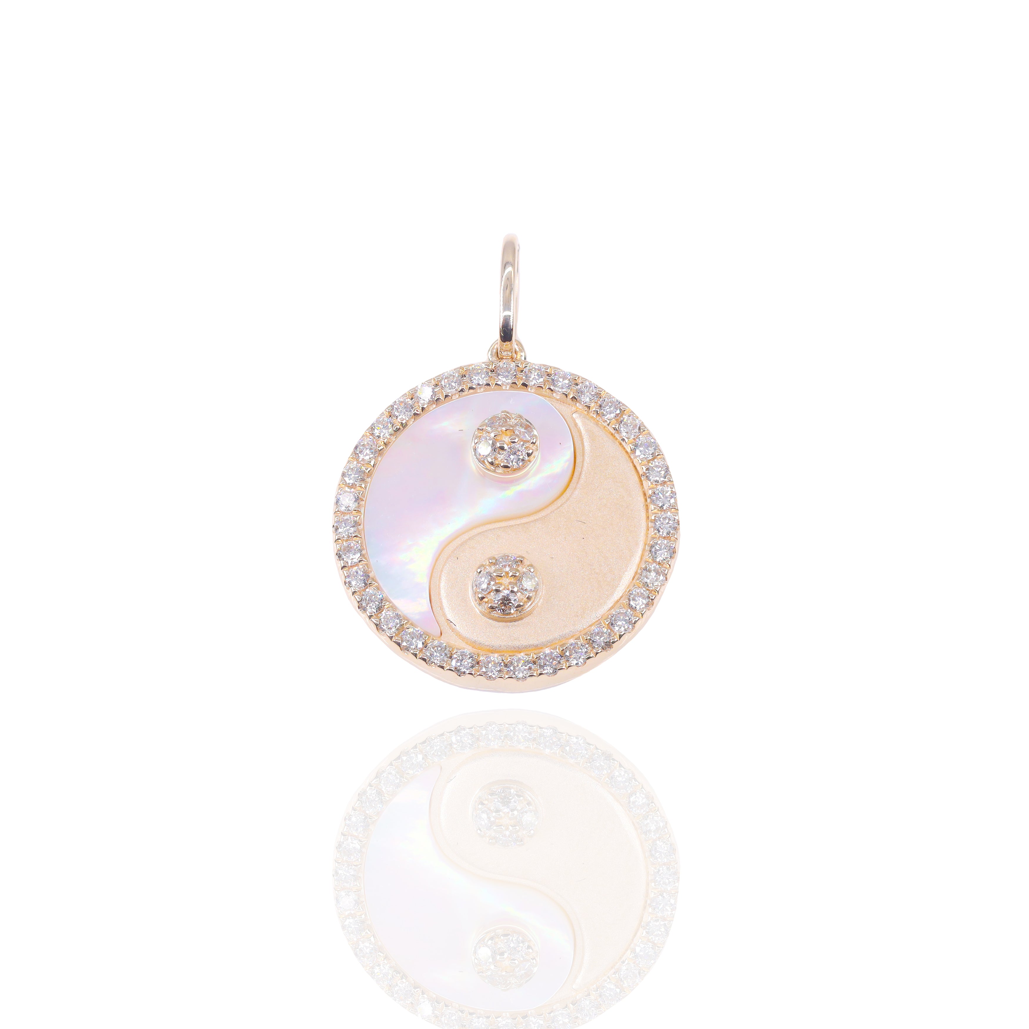 Yin-Yang Medallion Diamond Pendant with Mother of Pearl