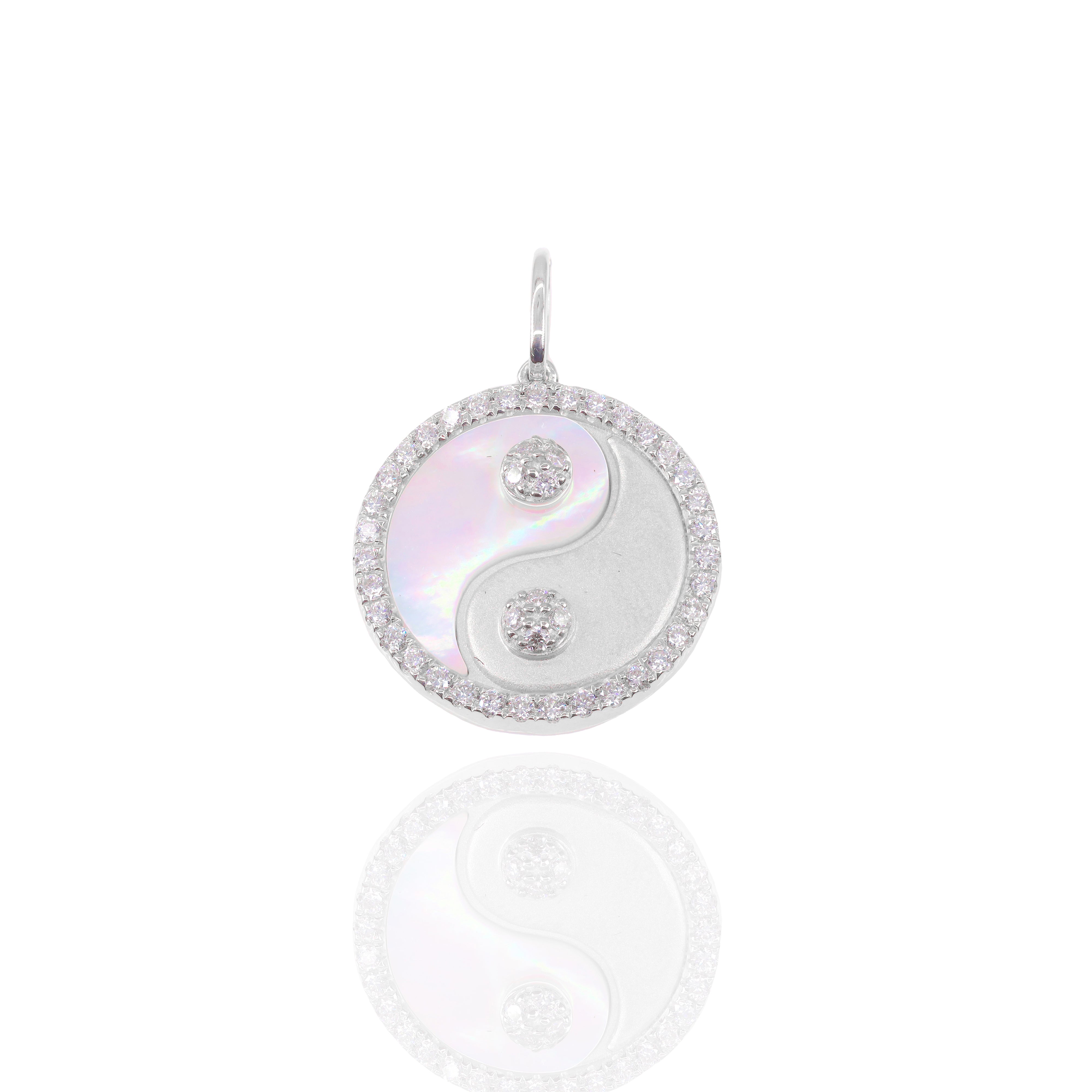 Yin-Yang Medallion Diamond Pendant with Mother of Pearl