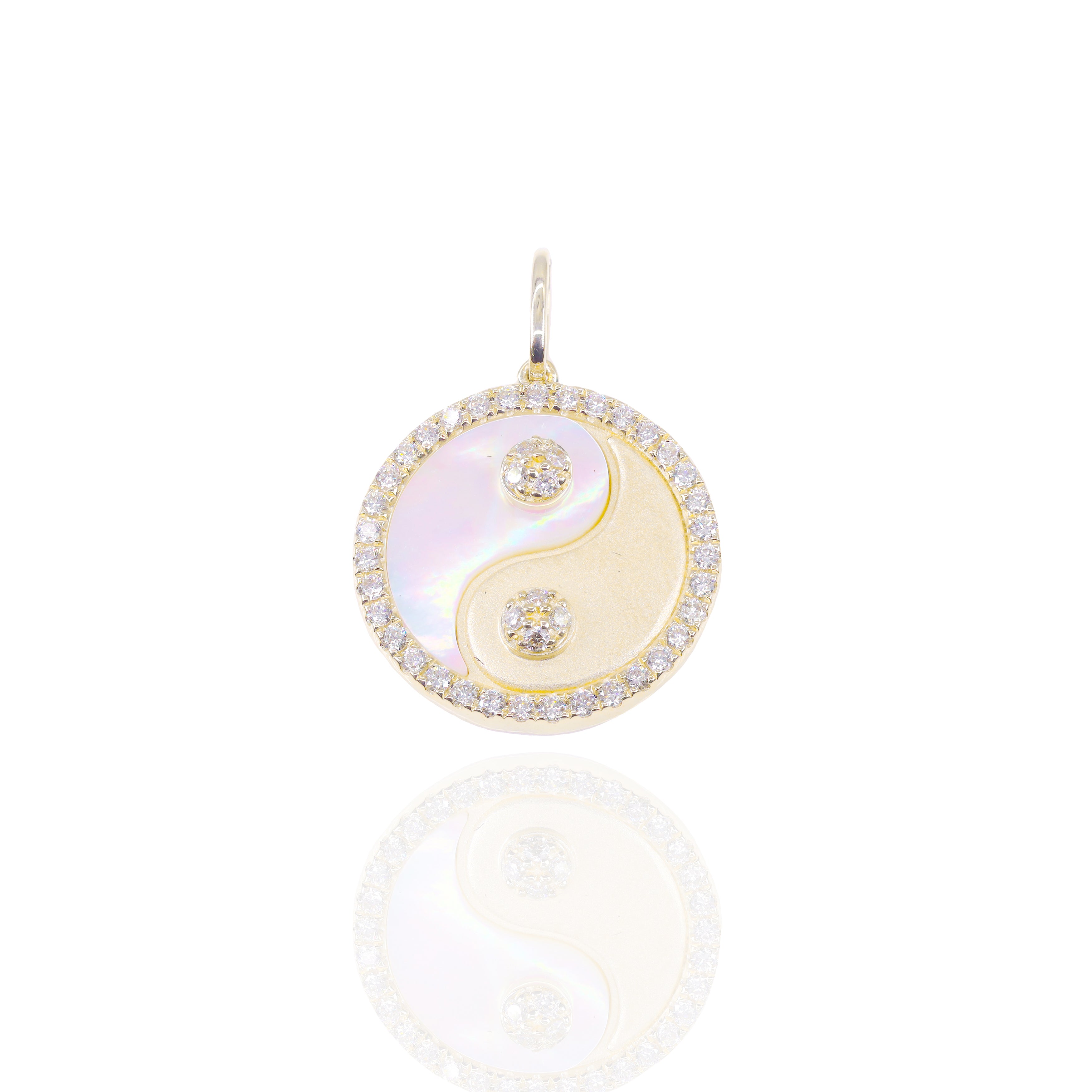 Yin-Yang Medallion Diamond Pendant with Mother of Pearl