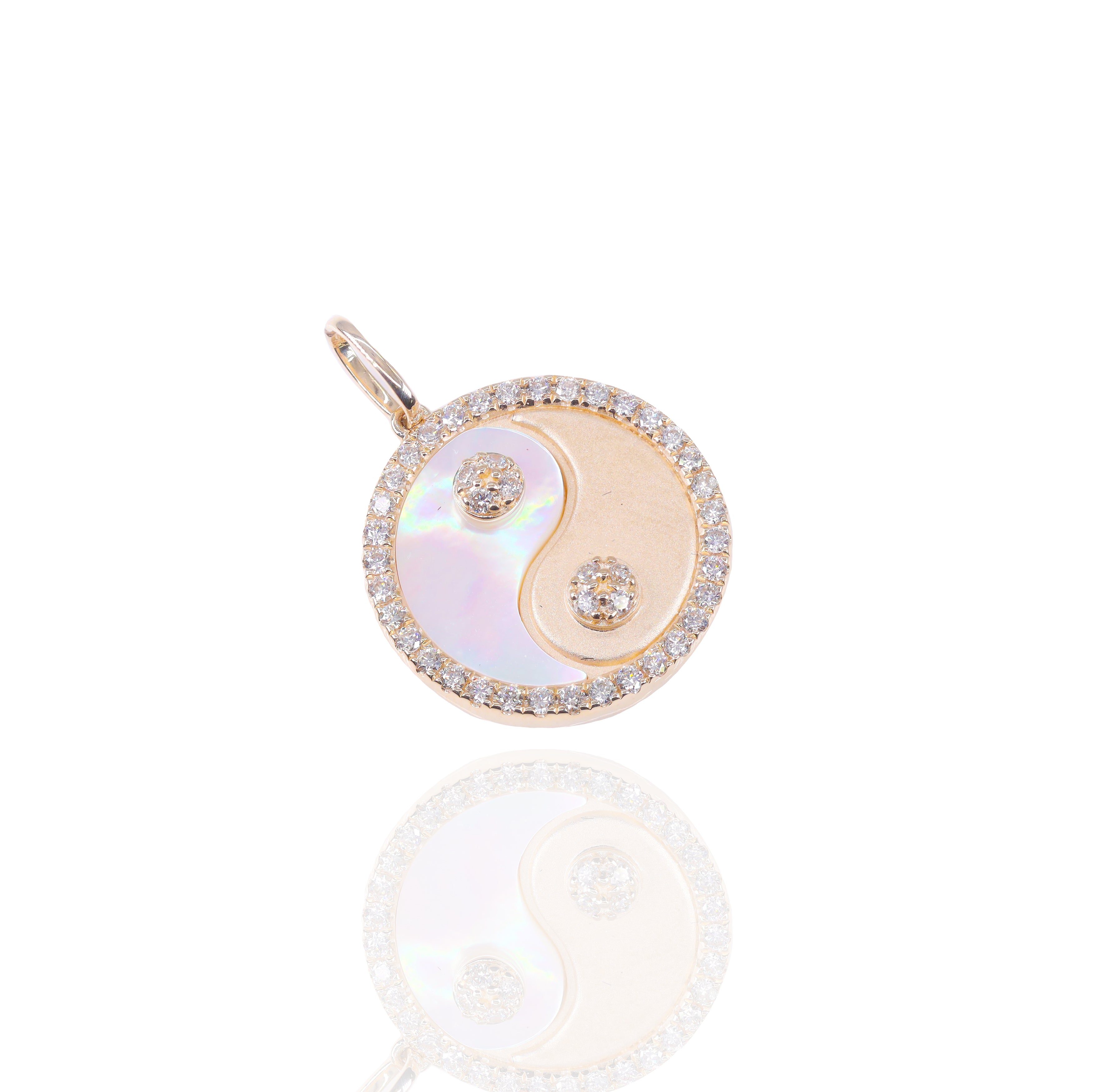Yin-Yang Medallion Diamond Pendant with Mother of Pearl