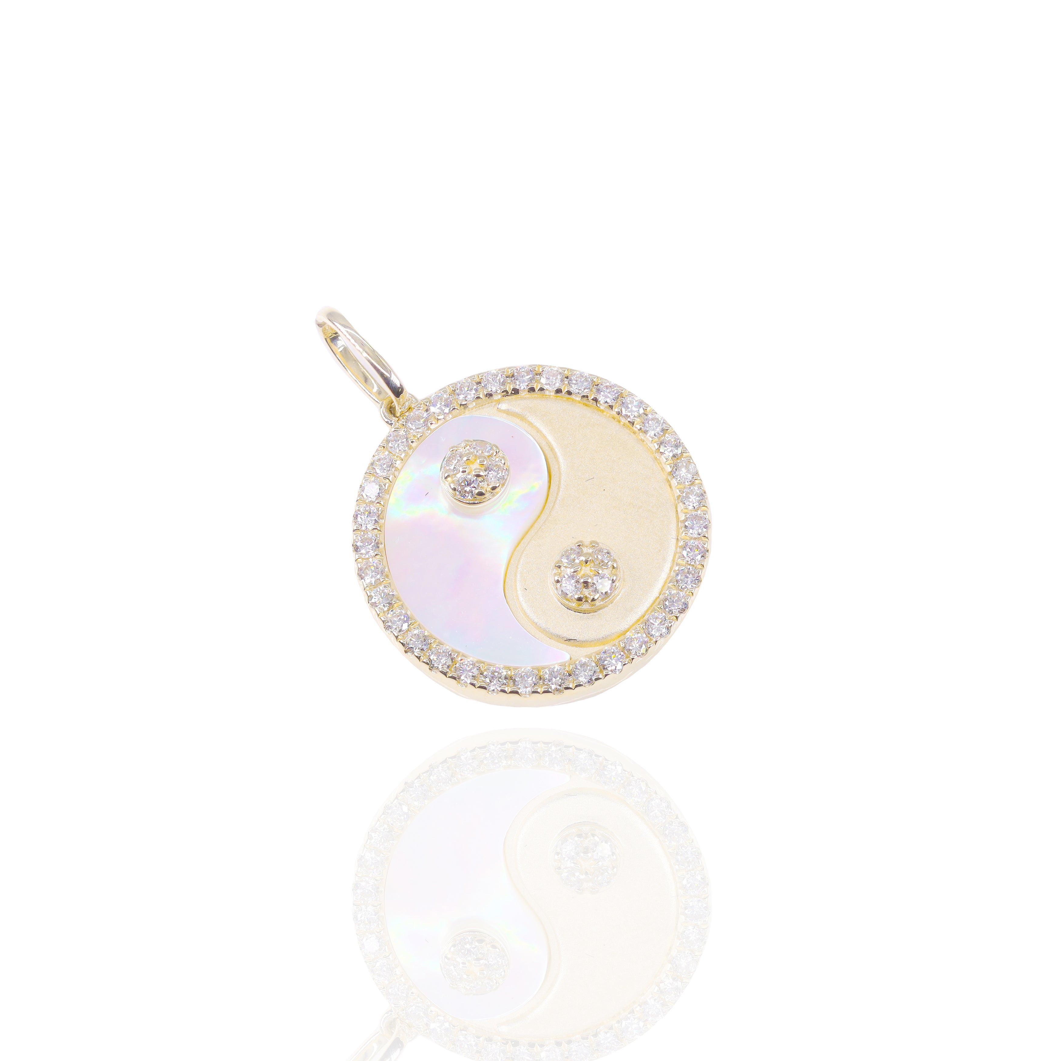 Yin-Yang Medallion Diamond Pendant with Mother of Pearl