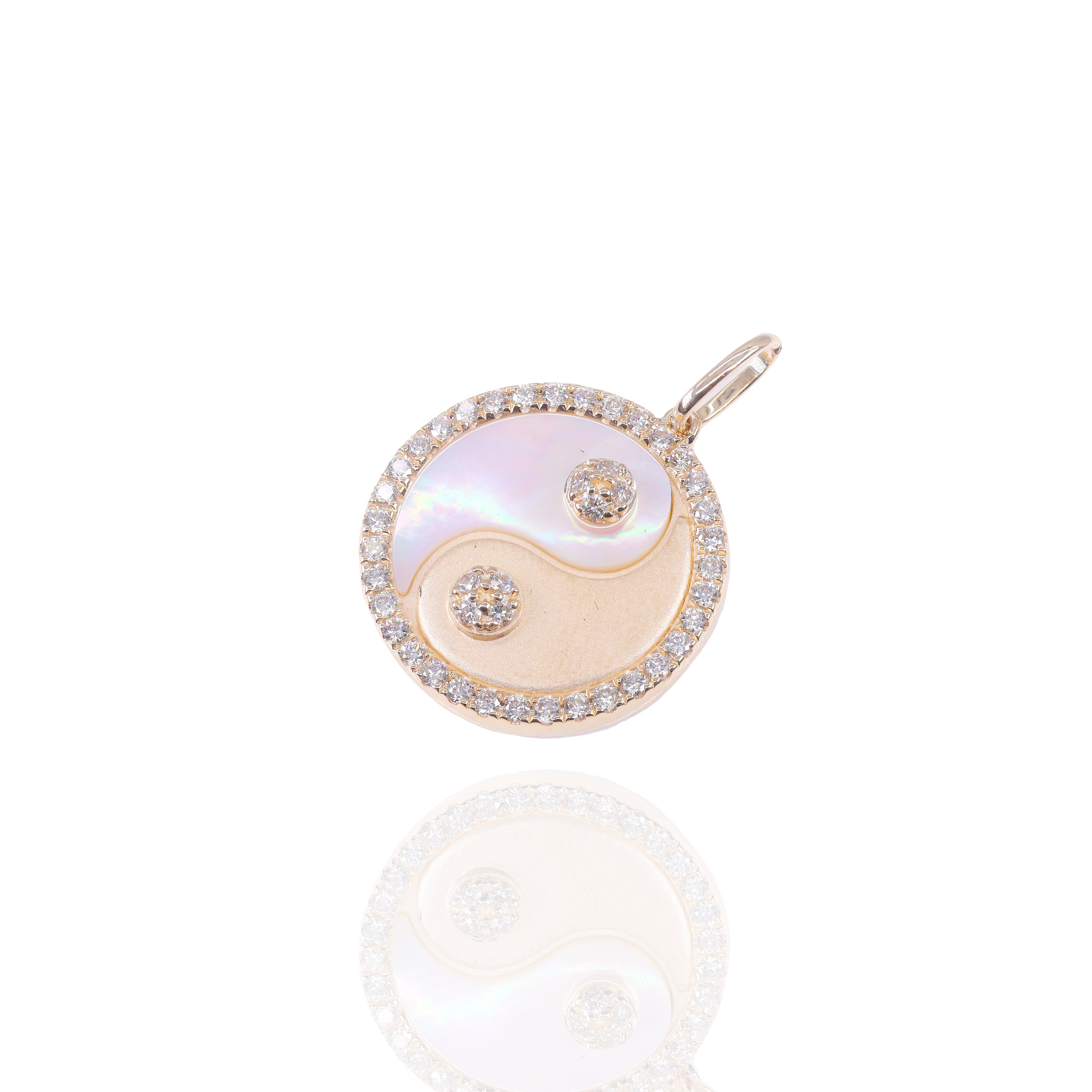 Yin-Yang Medallion Diamond Pendant with Mother of Pearl