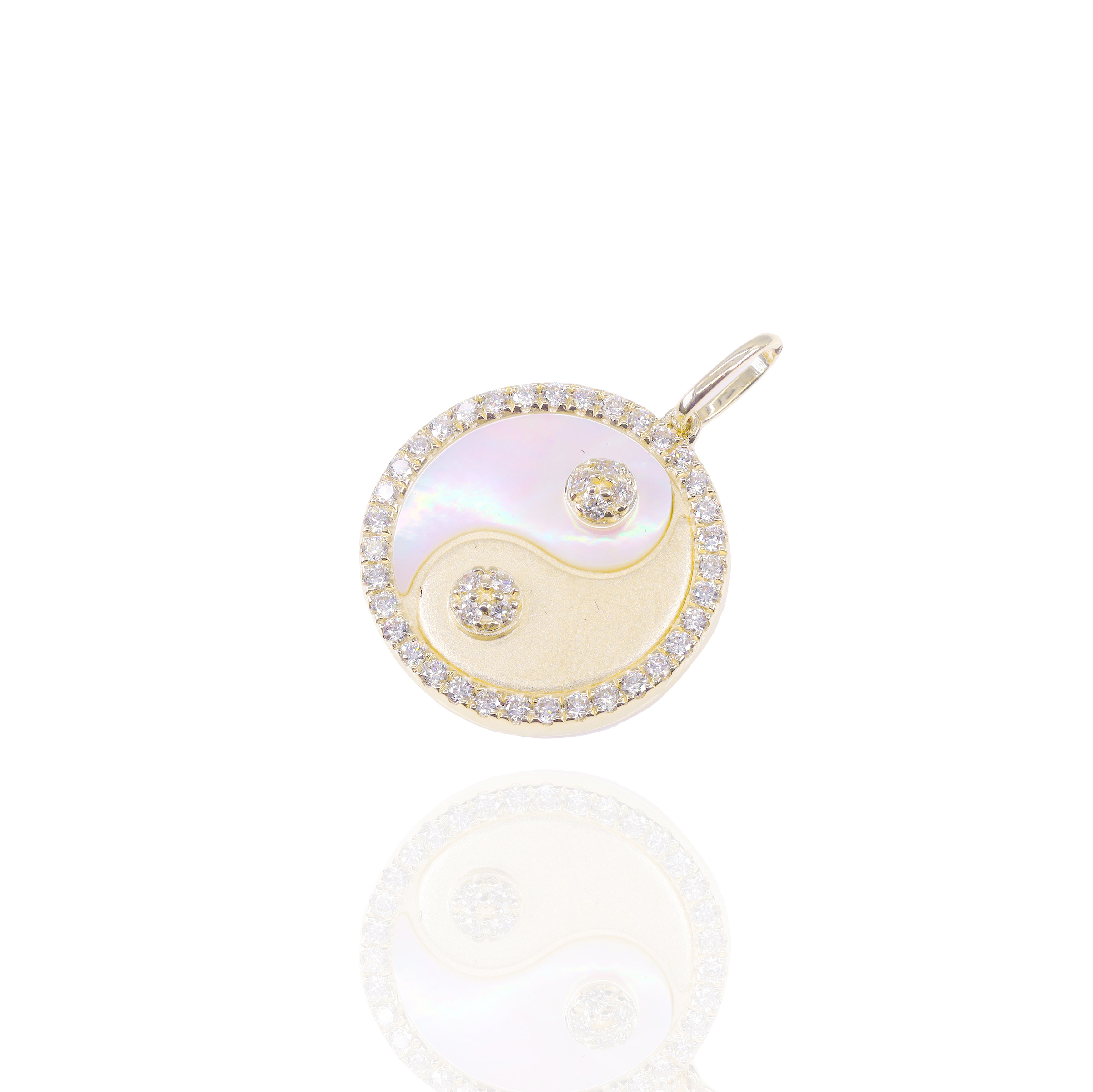 Yin-Yang Medallion Diamond Pendant with Mother of Pearl