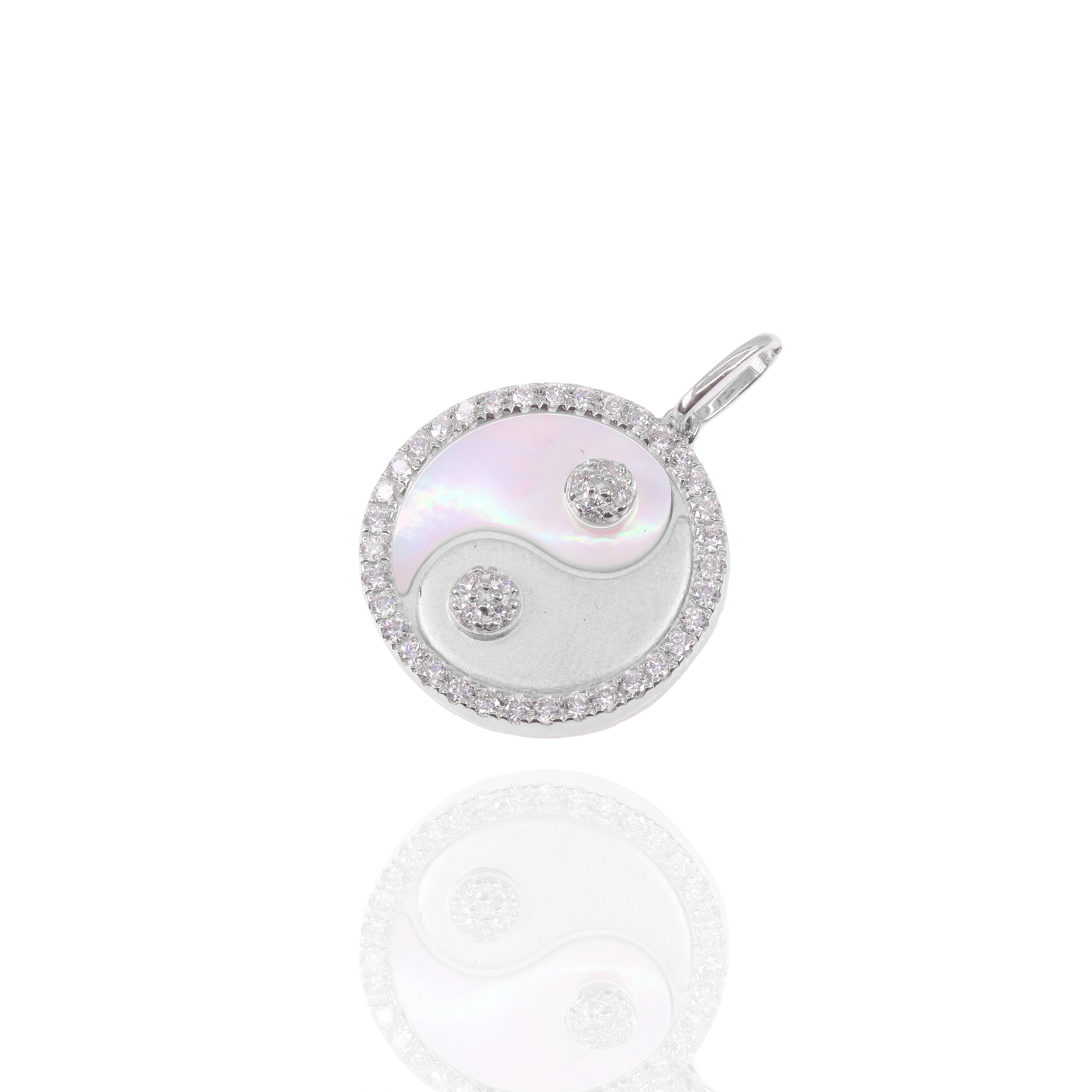 Yin-Yang Medallion Diamond Pendant with Mother of Pearl