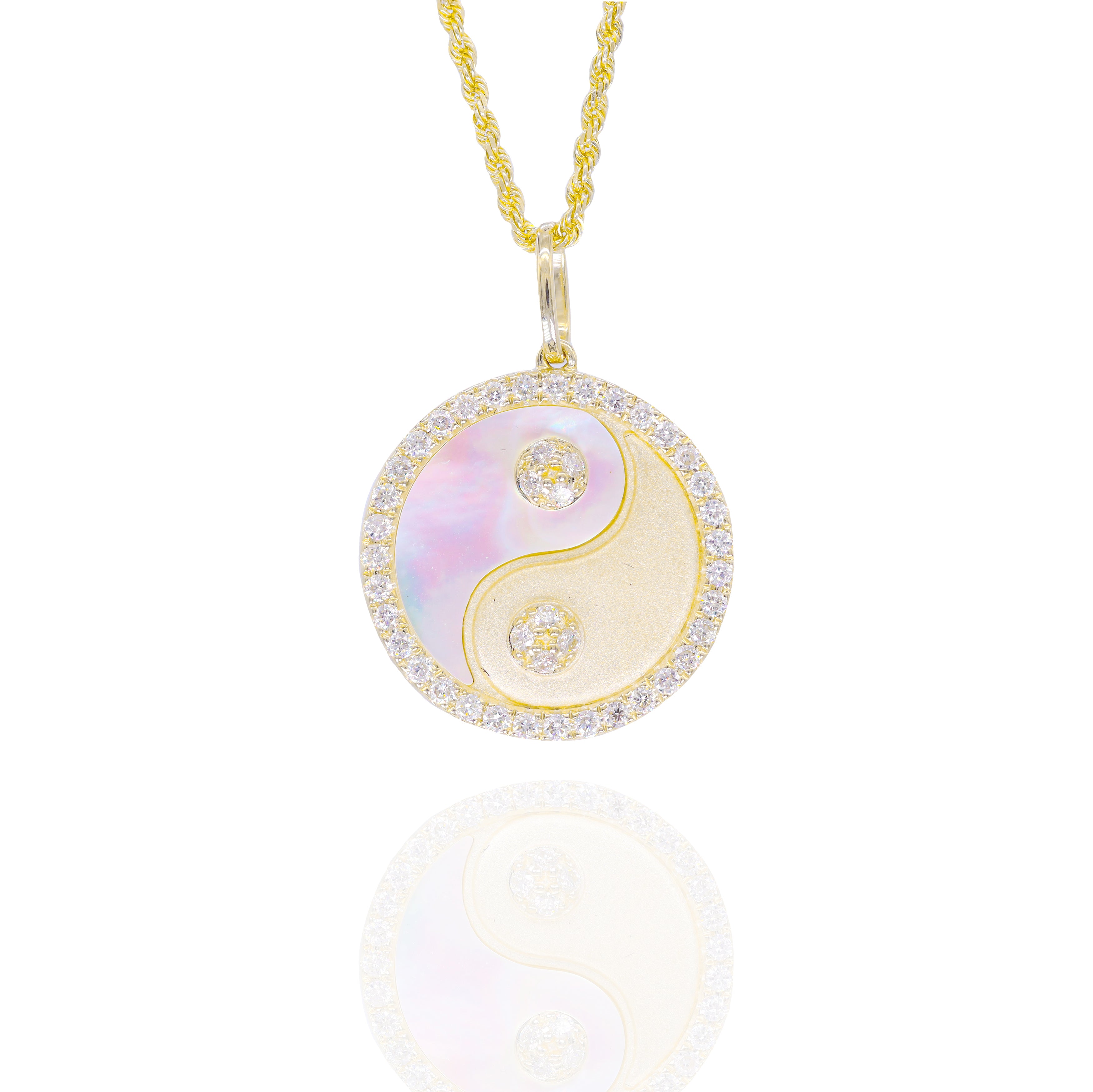 Yin-Yang Medallion Diamond Pendant with Mother of Pearl