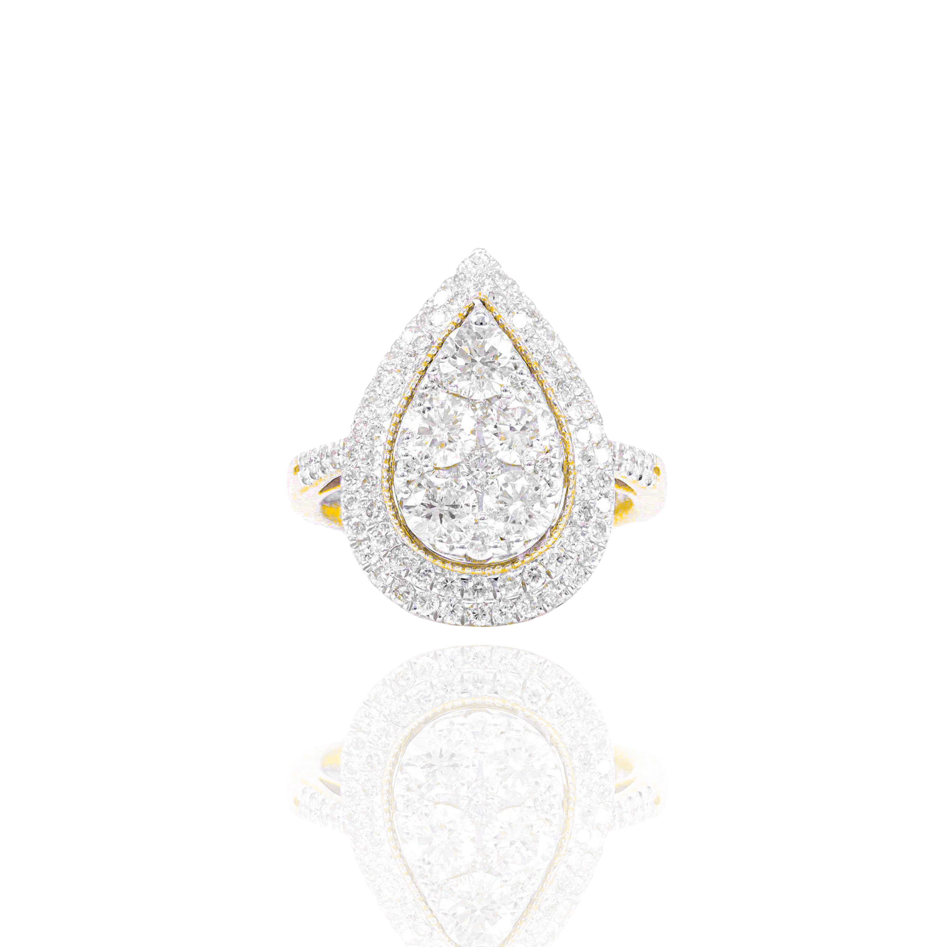 5 Round Center Stone Pear Shape Engagement Ring