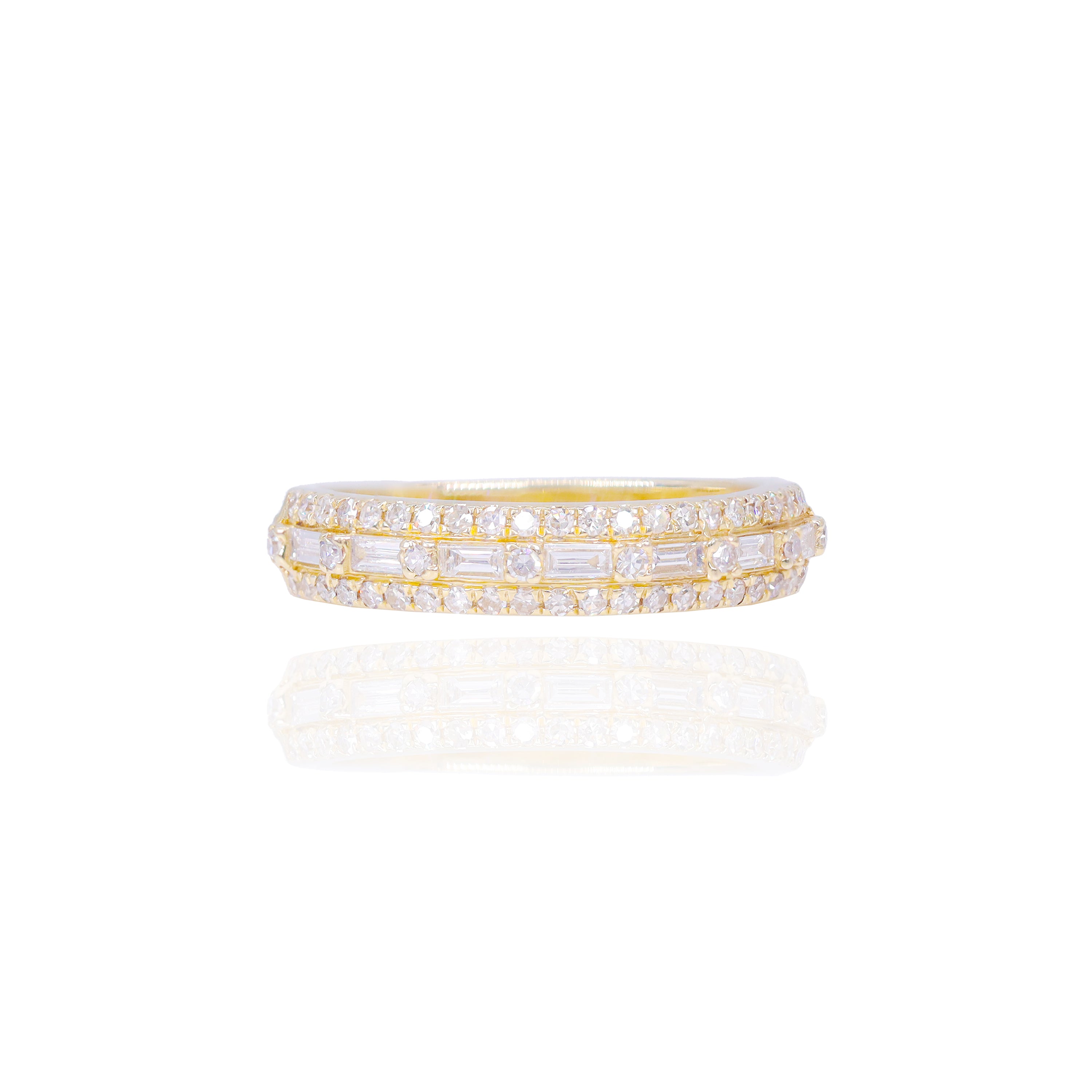 Pear Shape Halo Diamond Engagement Ring w/ Baguettes & Men's Band (Trio-Set)