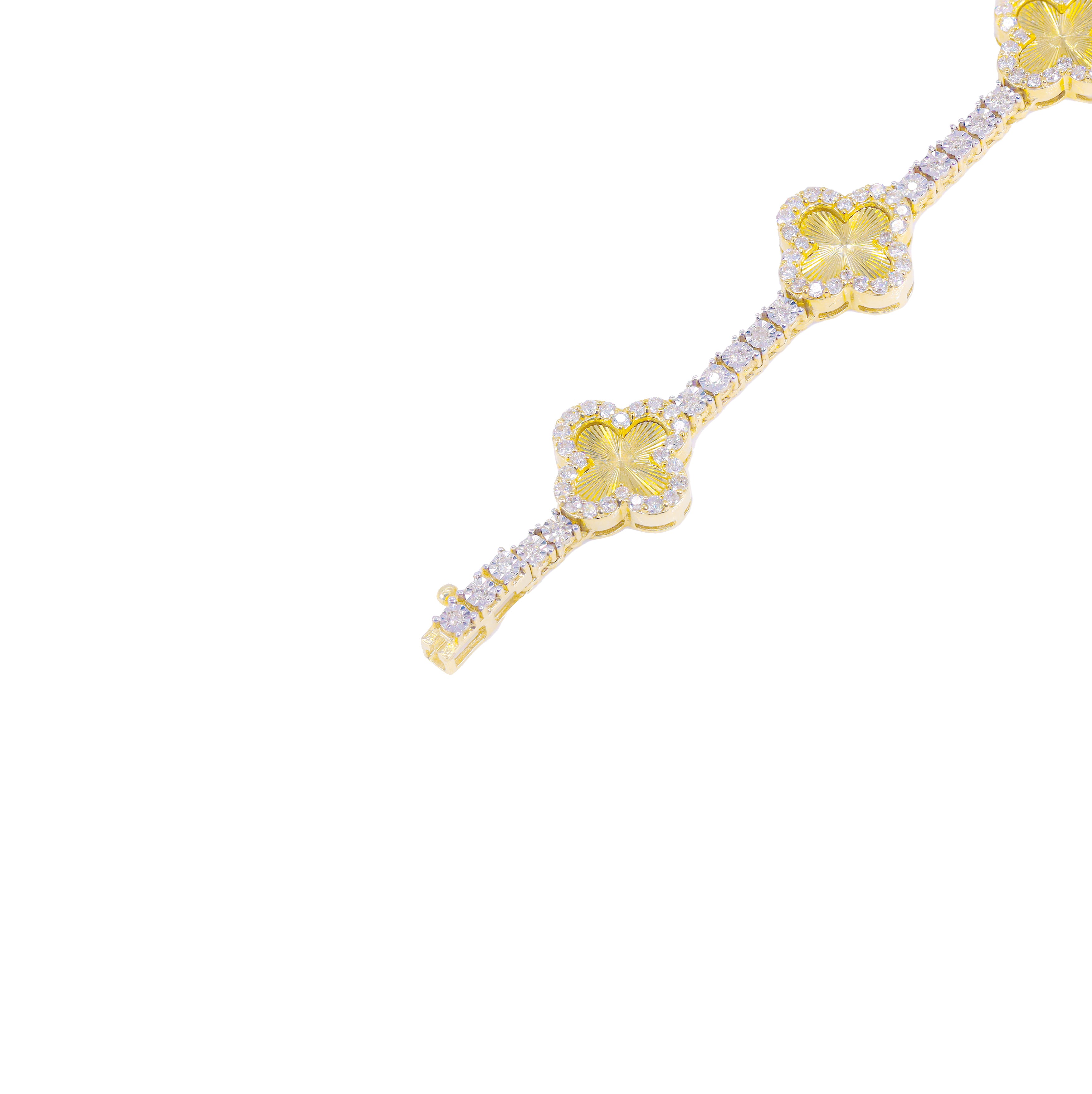 Fluted Clover Diamond Tennis Chain