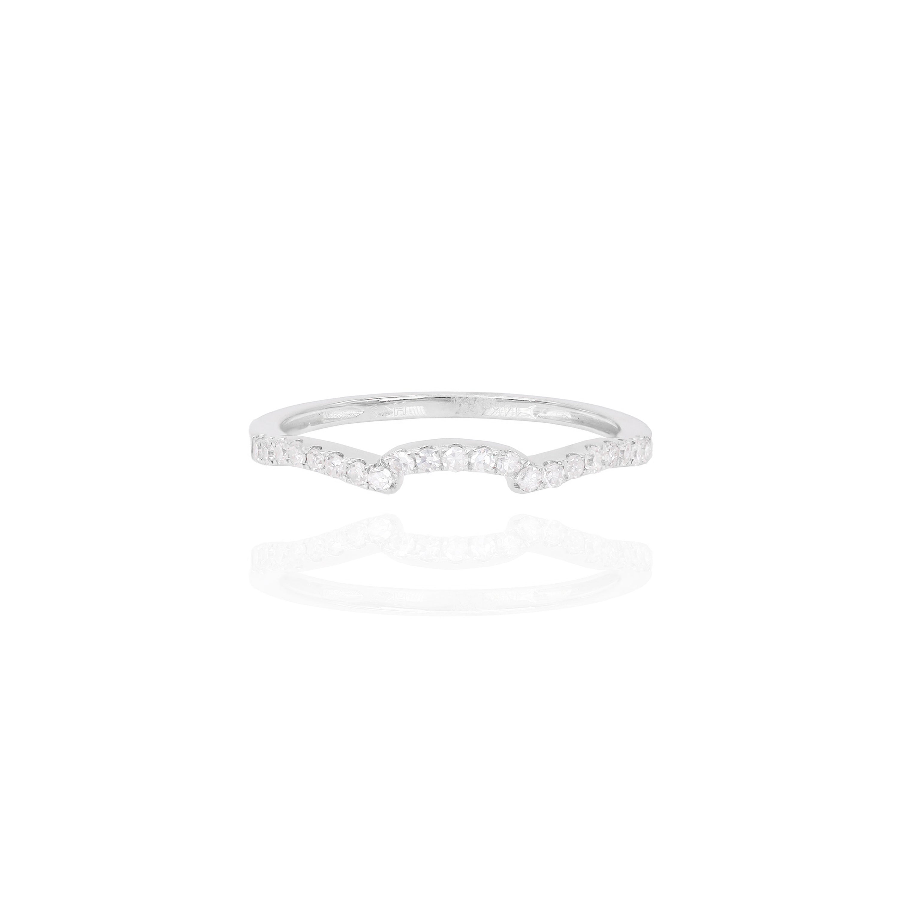 Rectangle Top Diamond Engagement Ring with Diamond Band
