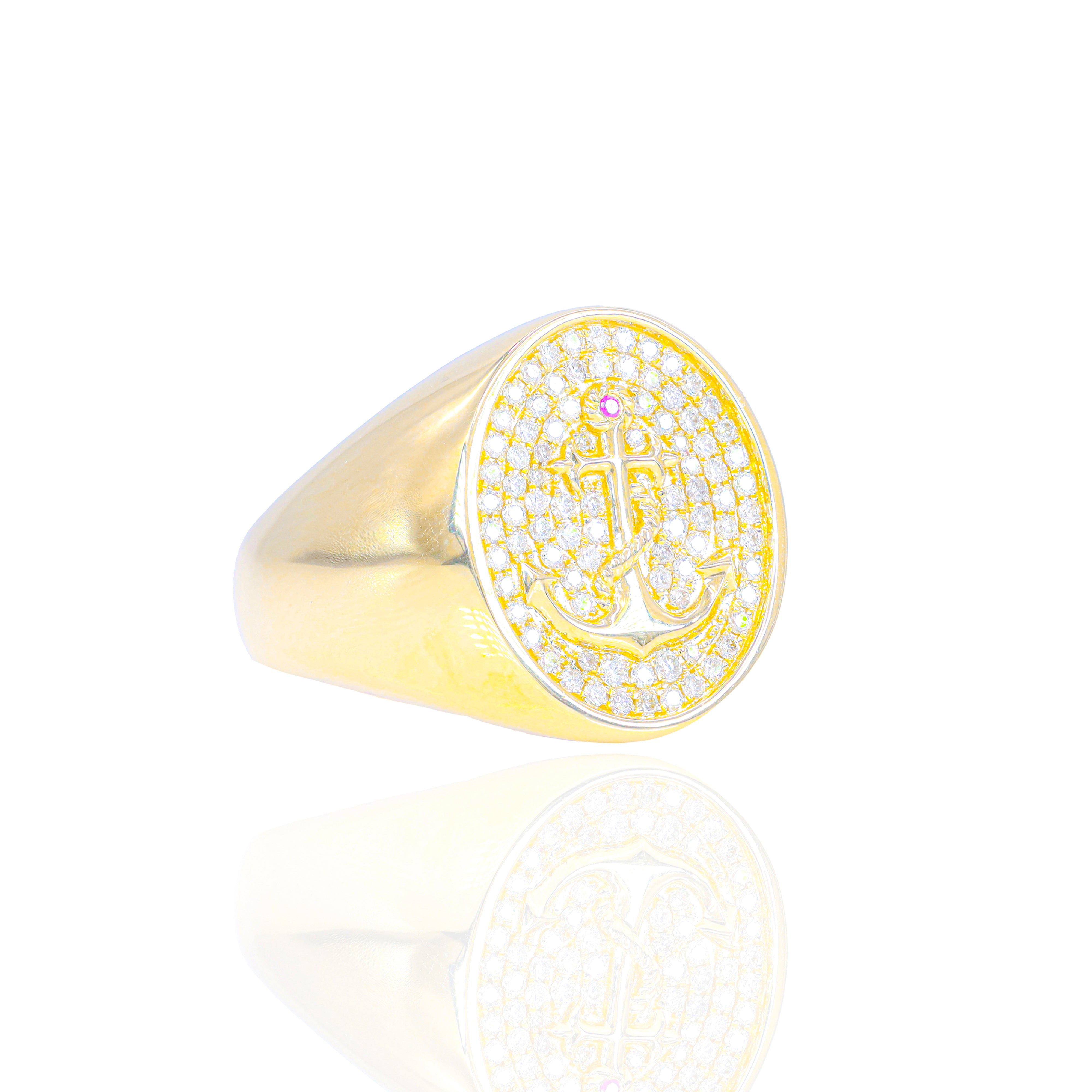Gold Anchor Diamond Ring