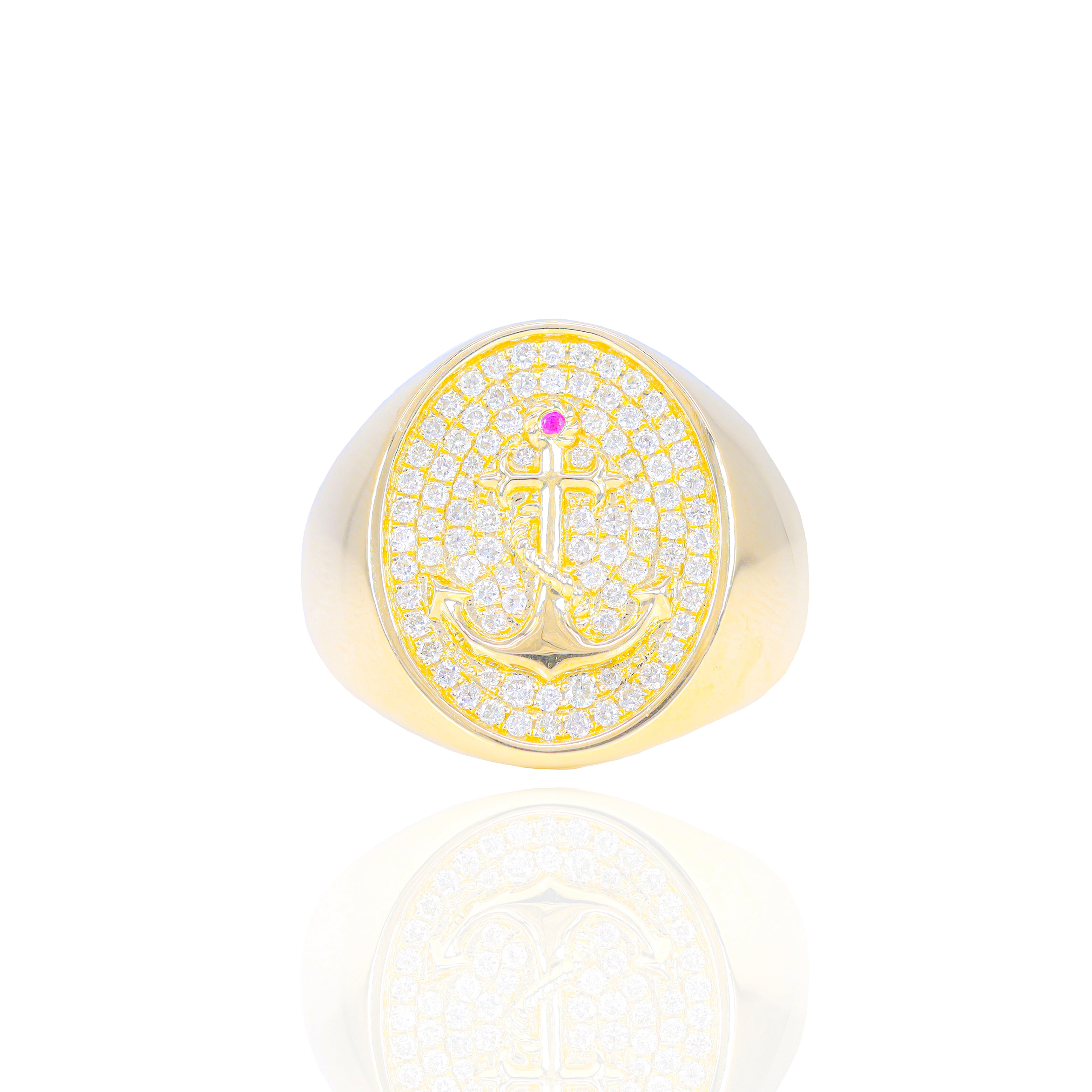Gold Anchor Diamond Ring