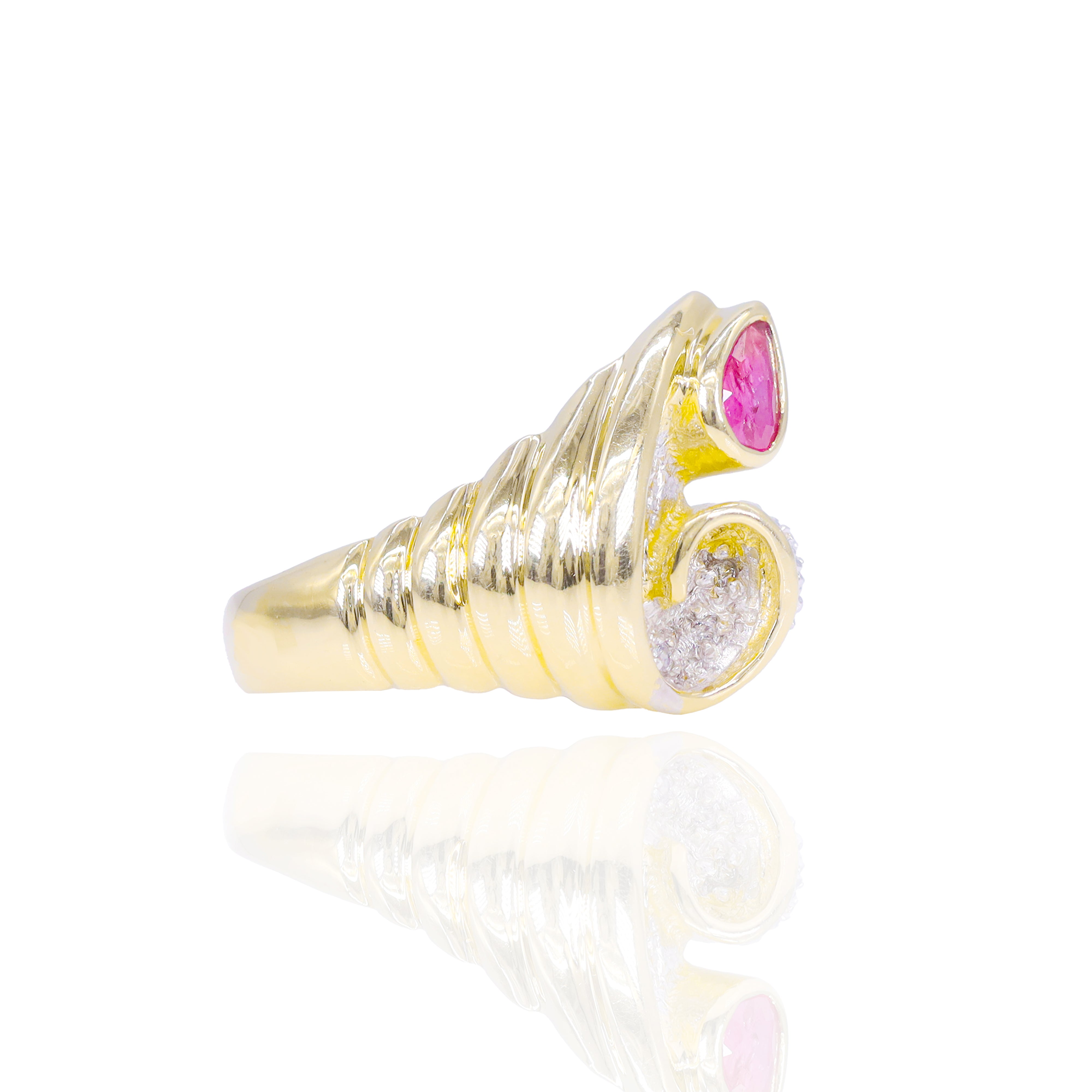 Pear Shape Ruby with Diamonds Ring