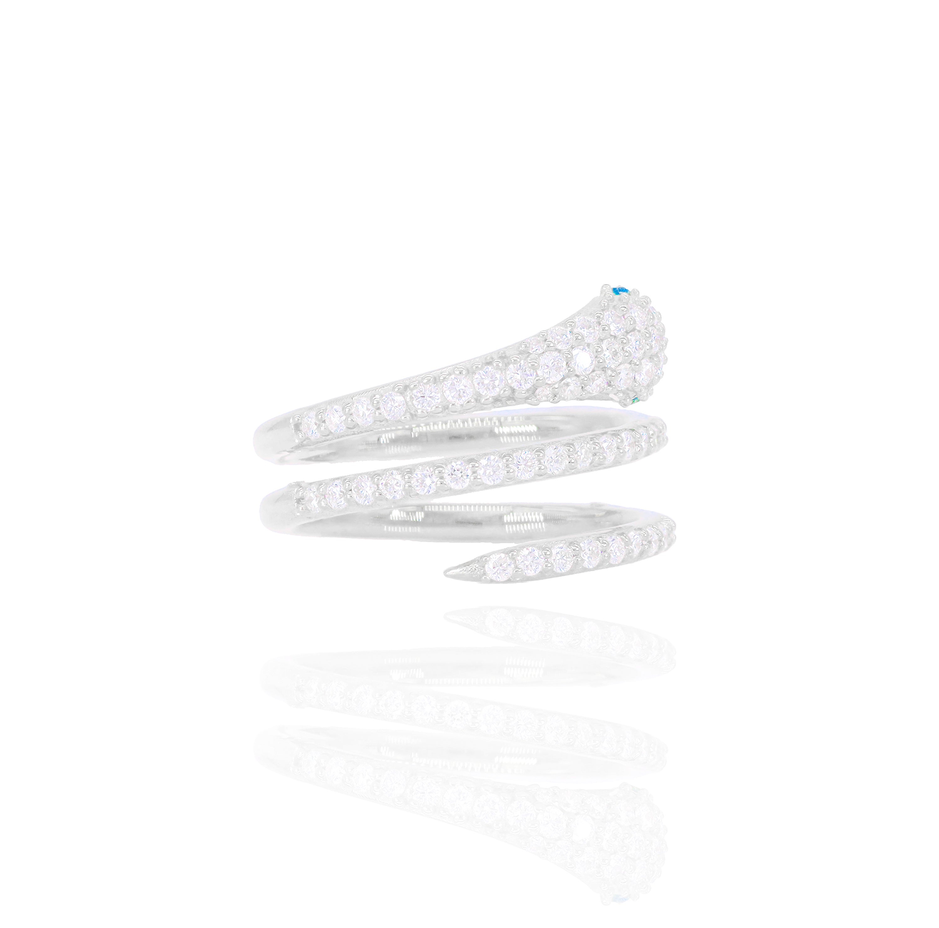 Diamond Snake Ring With Emerald Eyes