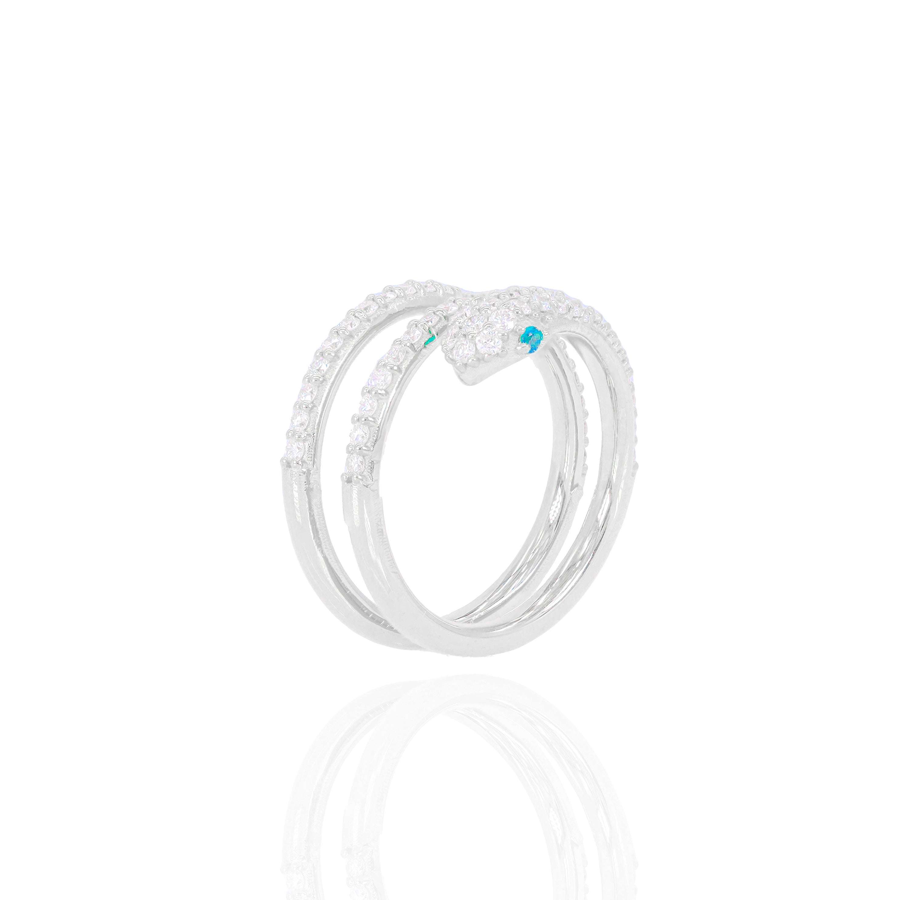 Diamond Snake Ring With Emerald Eyes