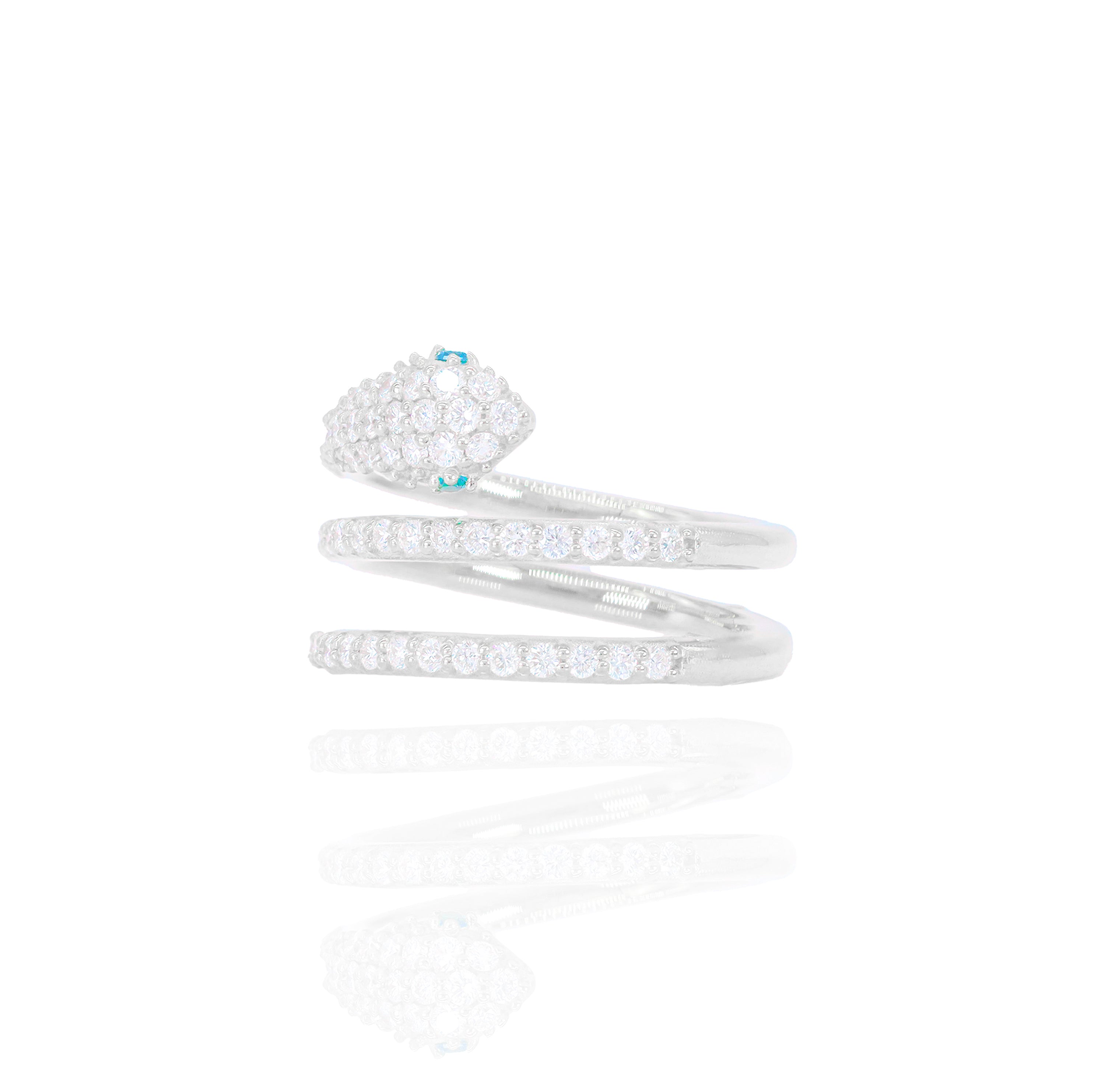 Diamond Snake Ring With Emerald Eyes