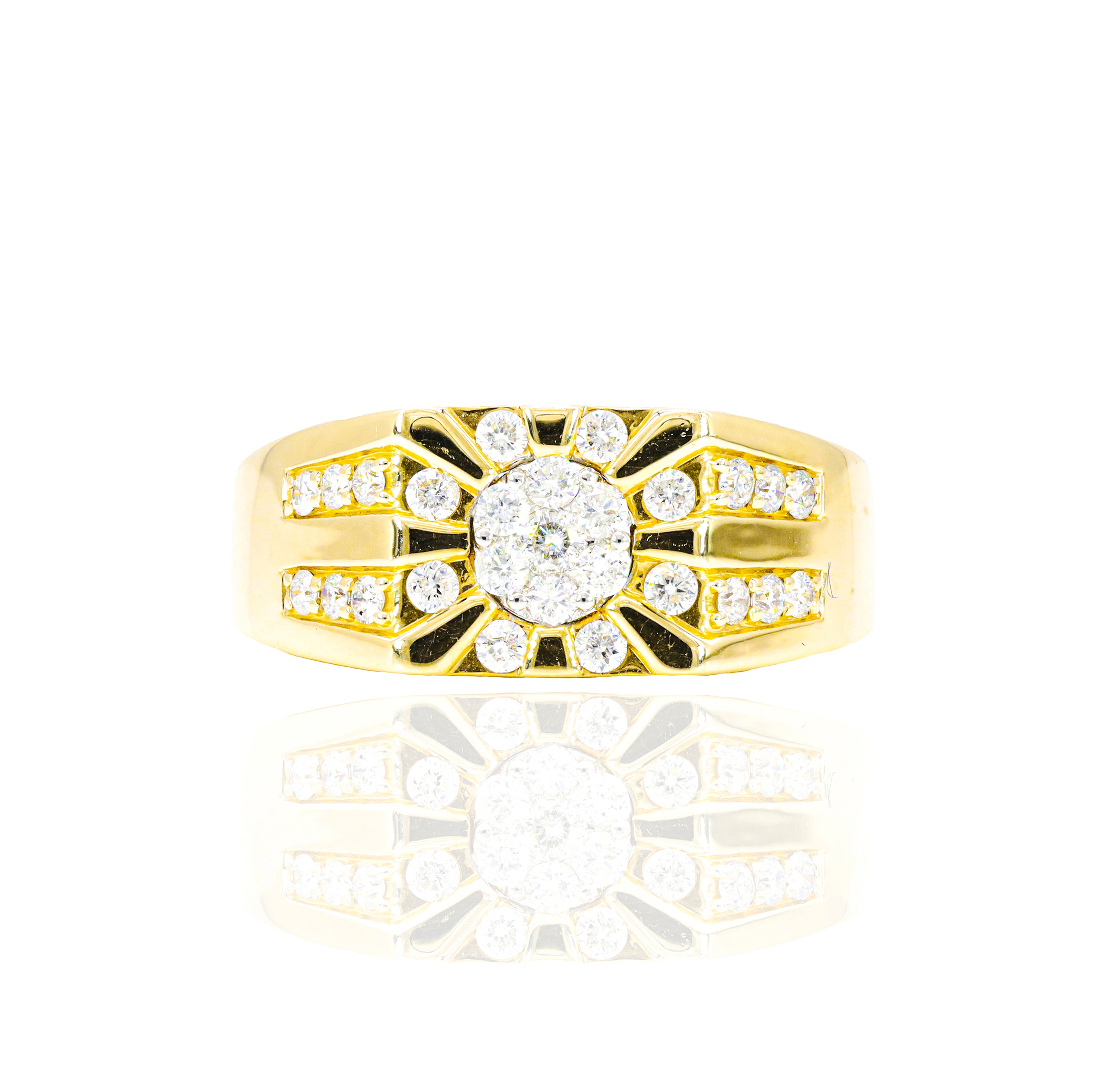 Square Cluster Signet Diamond Ring