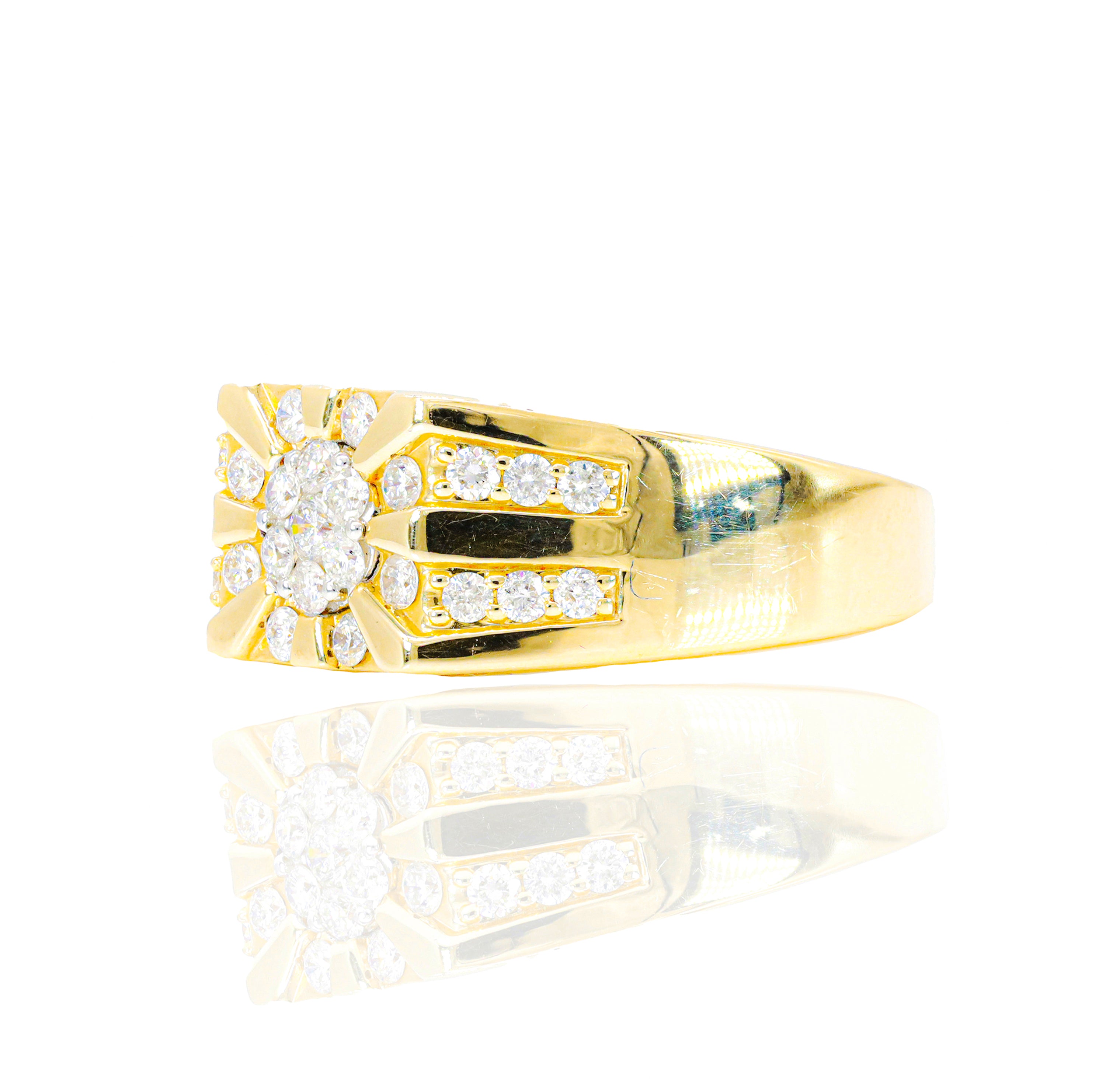 Square Cluster Signet Diamond Ring