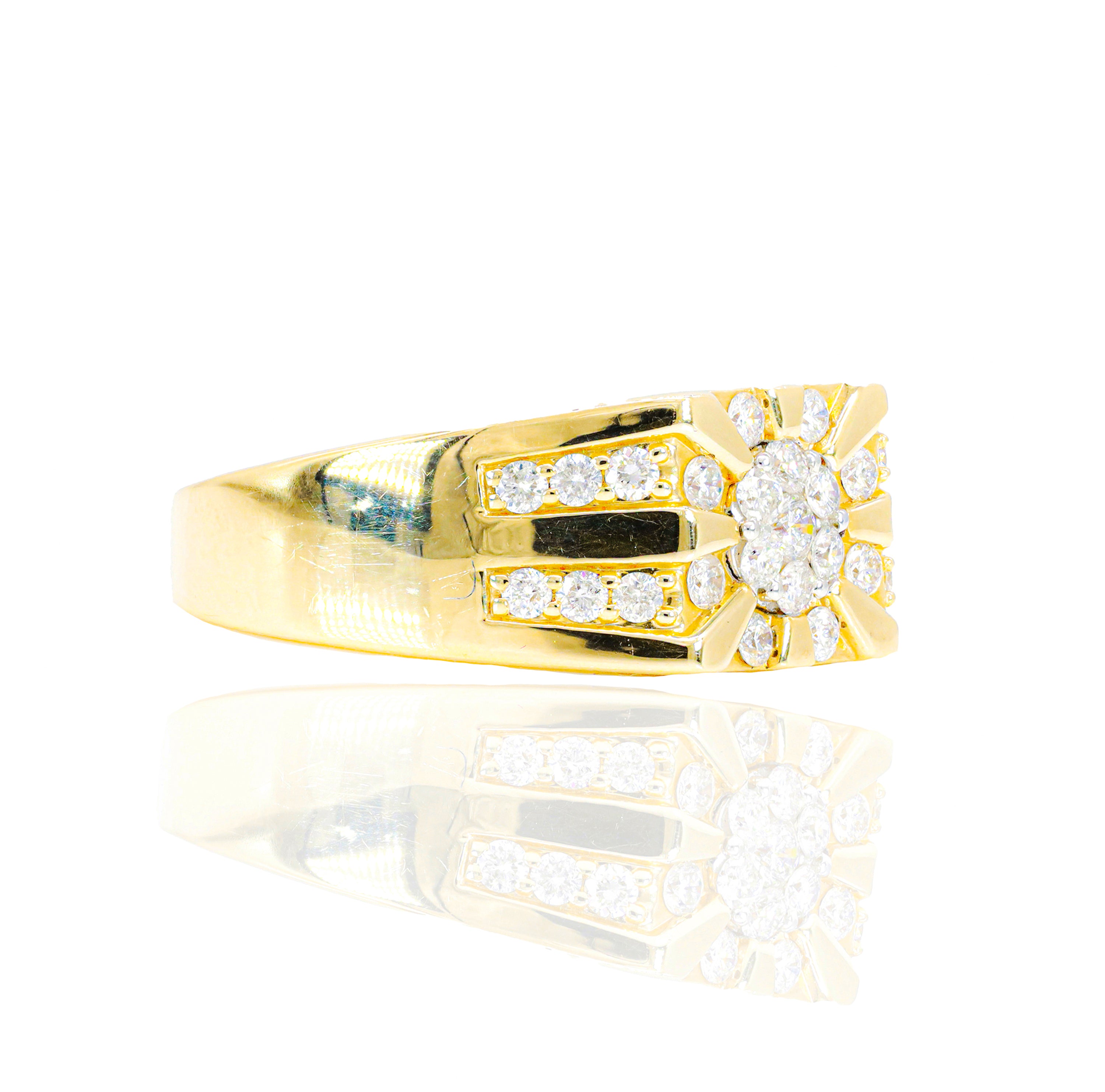 Square Cluster Signet Diamond Ring
