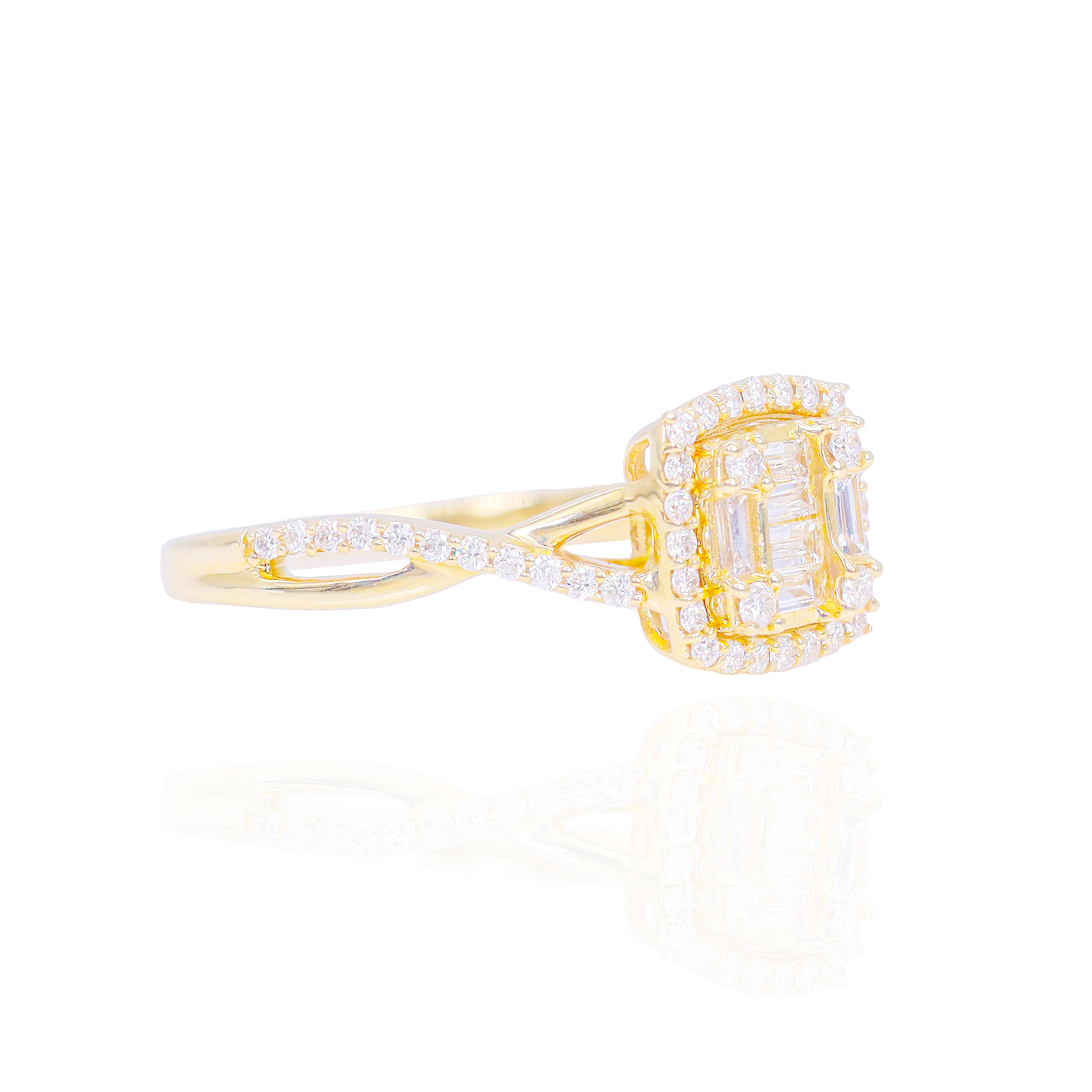 Princess Shaped with Halo and Woven Band Diamond Engagement Ring