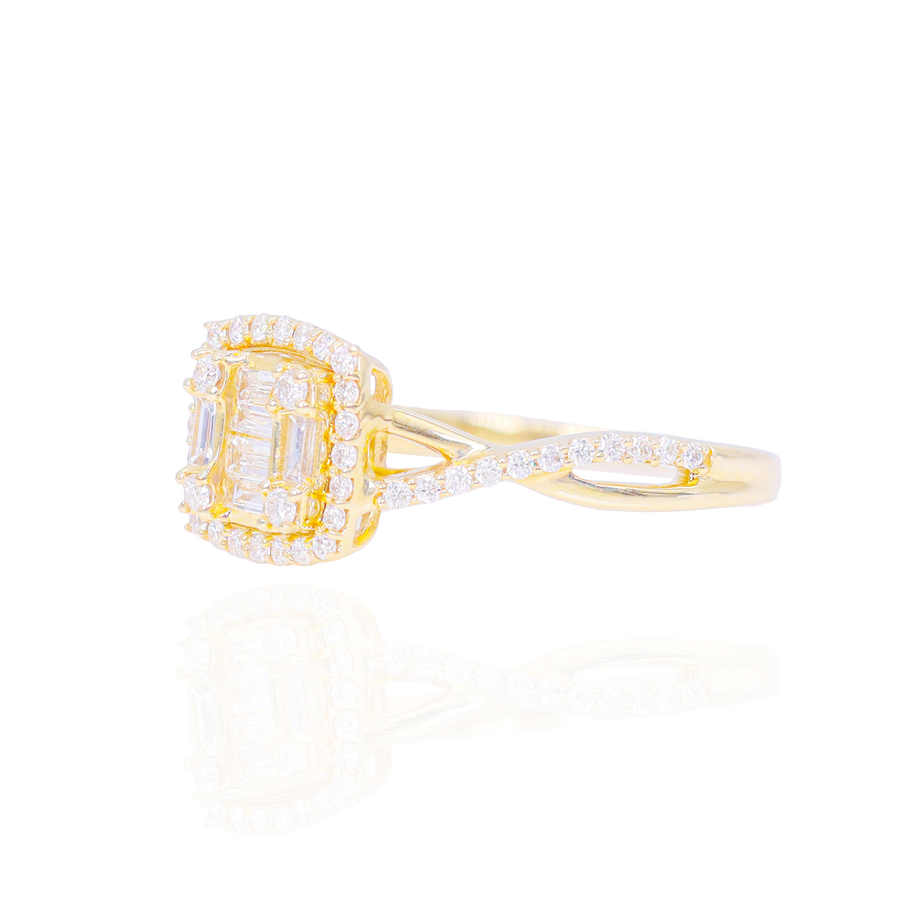 Princess Shaped with Halo and Woven Band Diamond Engagement Ring