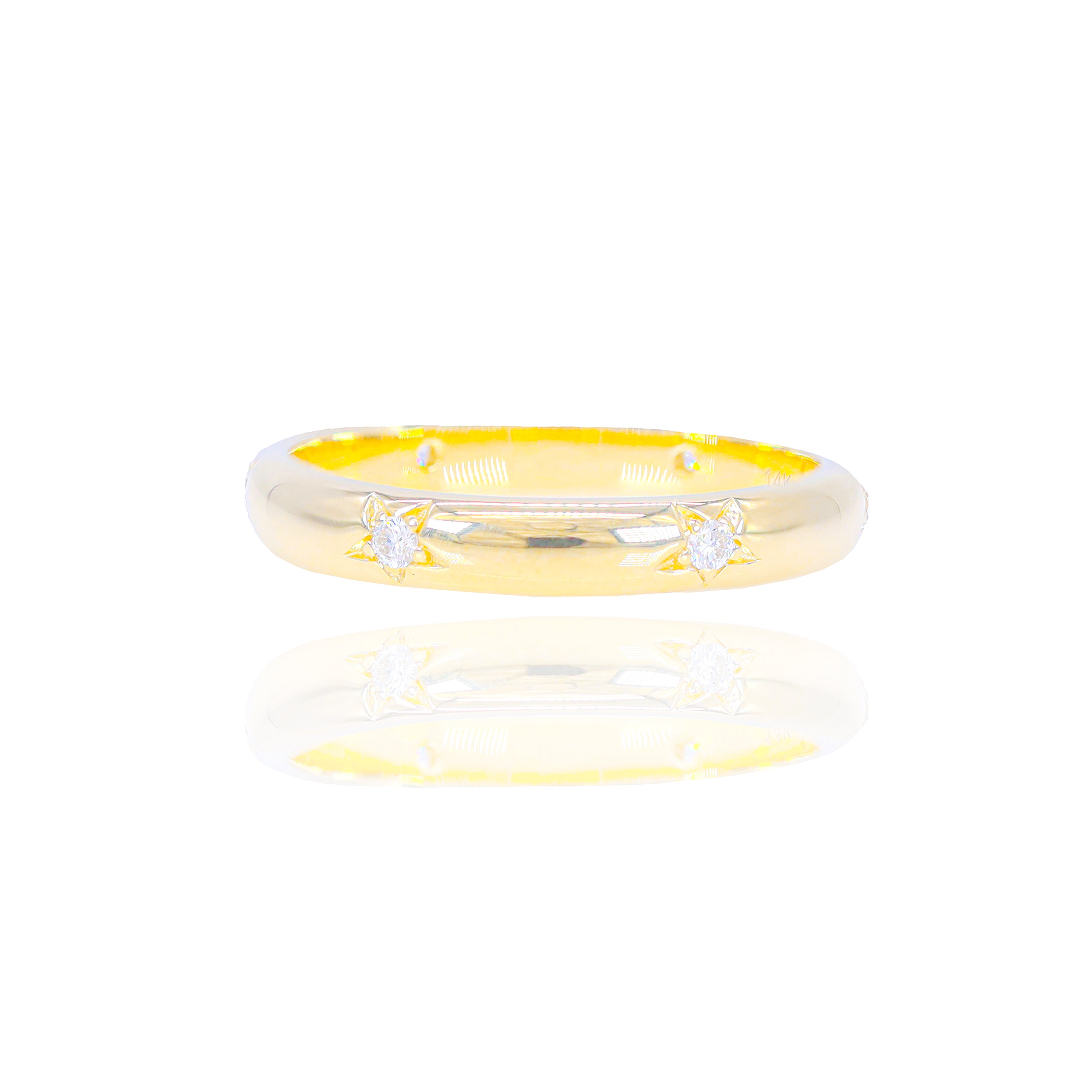 Star Diamond Gold Ring Band