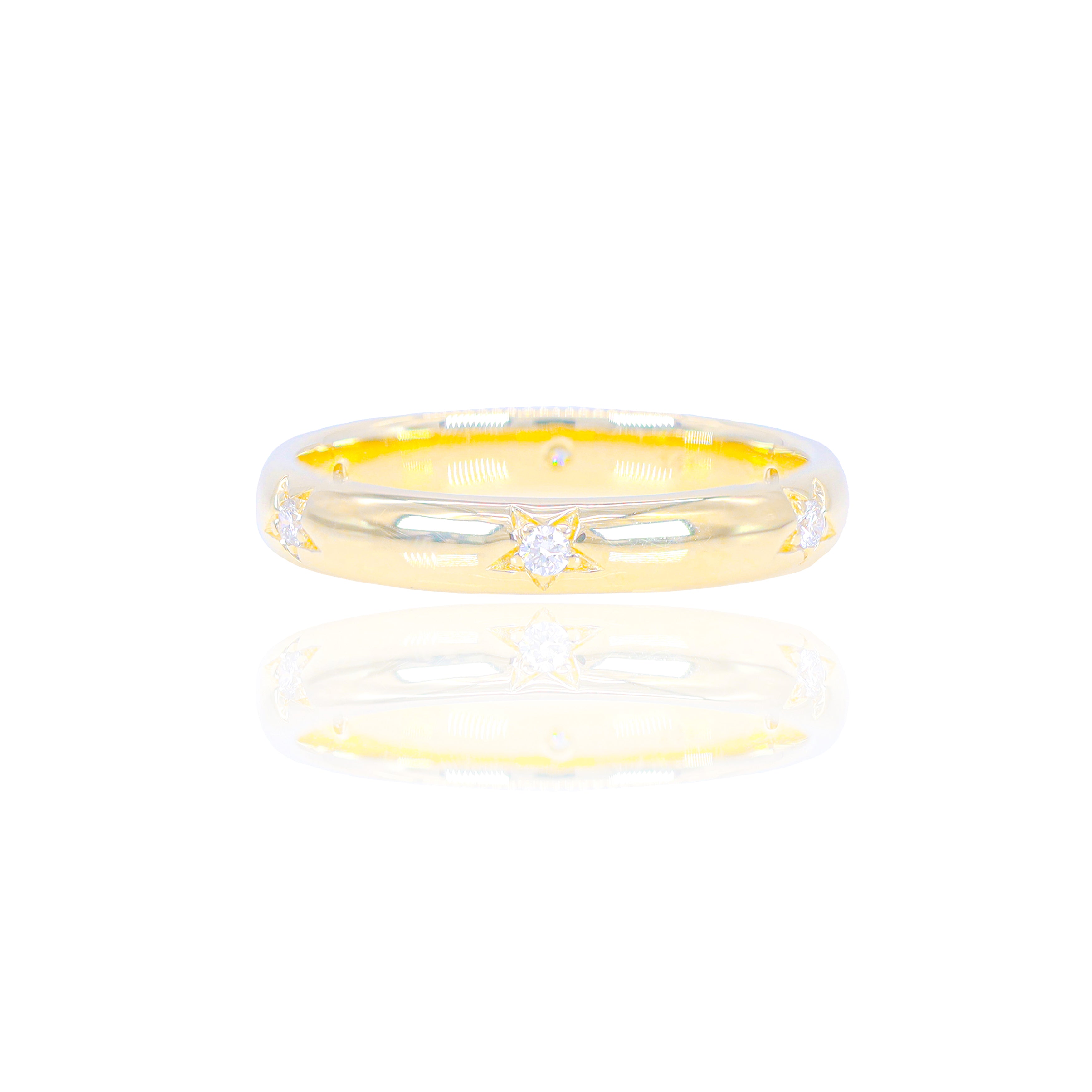 Star Diamond Gold Ring Band