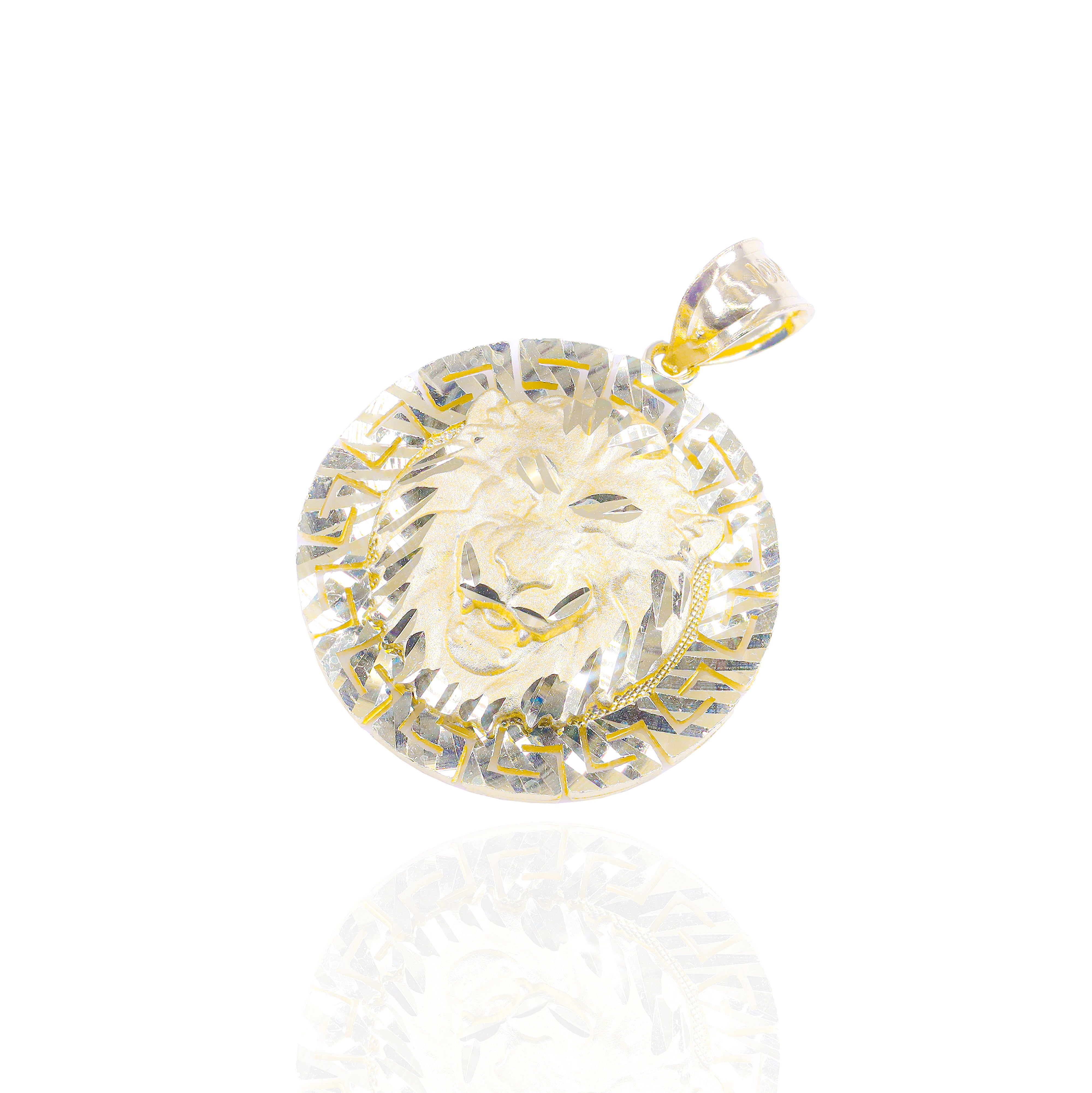 Design Cut Lion Solid Gold Pendant
