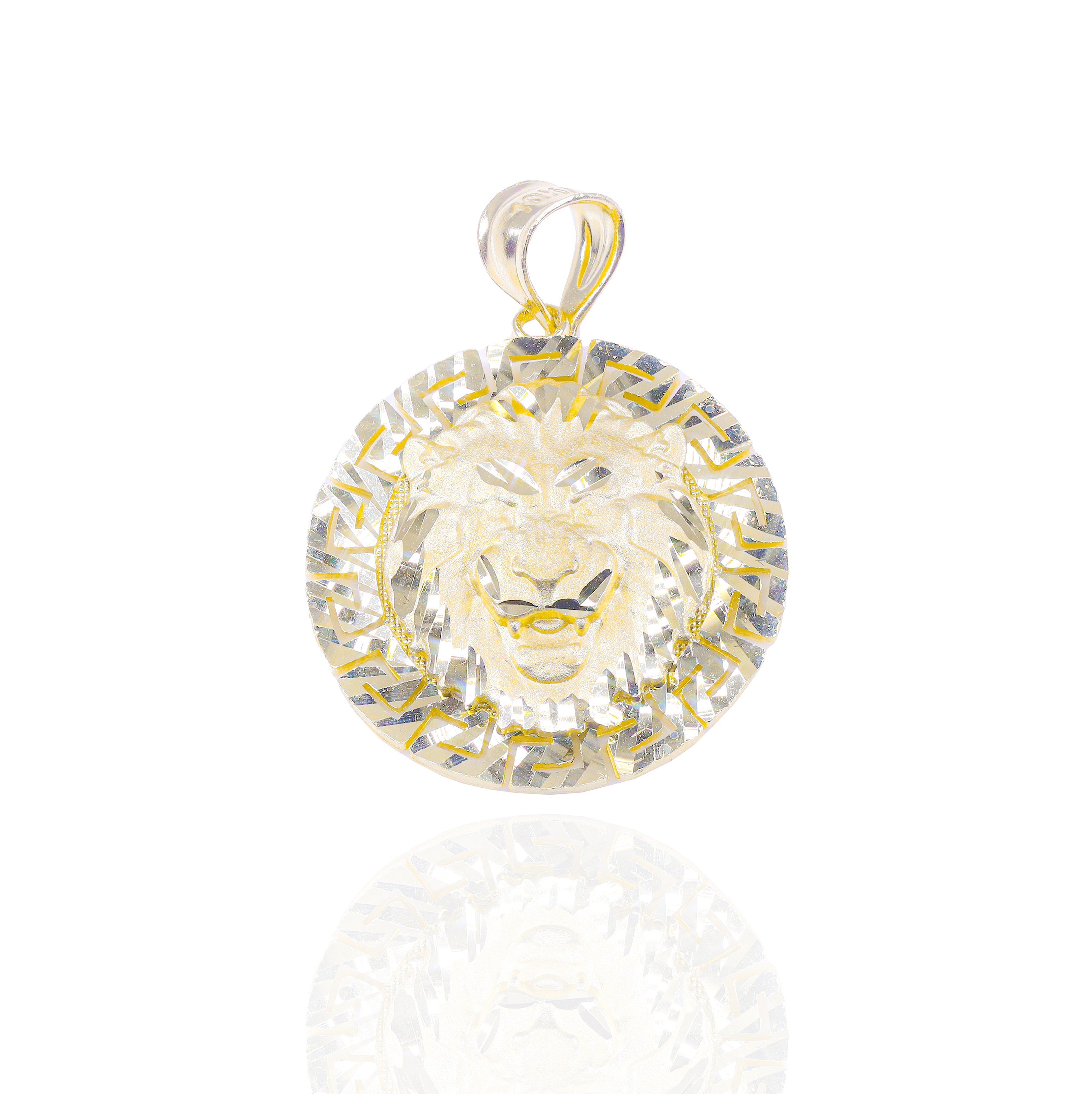 Design Cut Lion Solid Gold Pendant